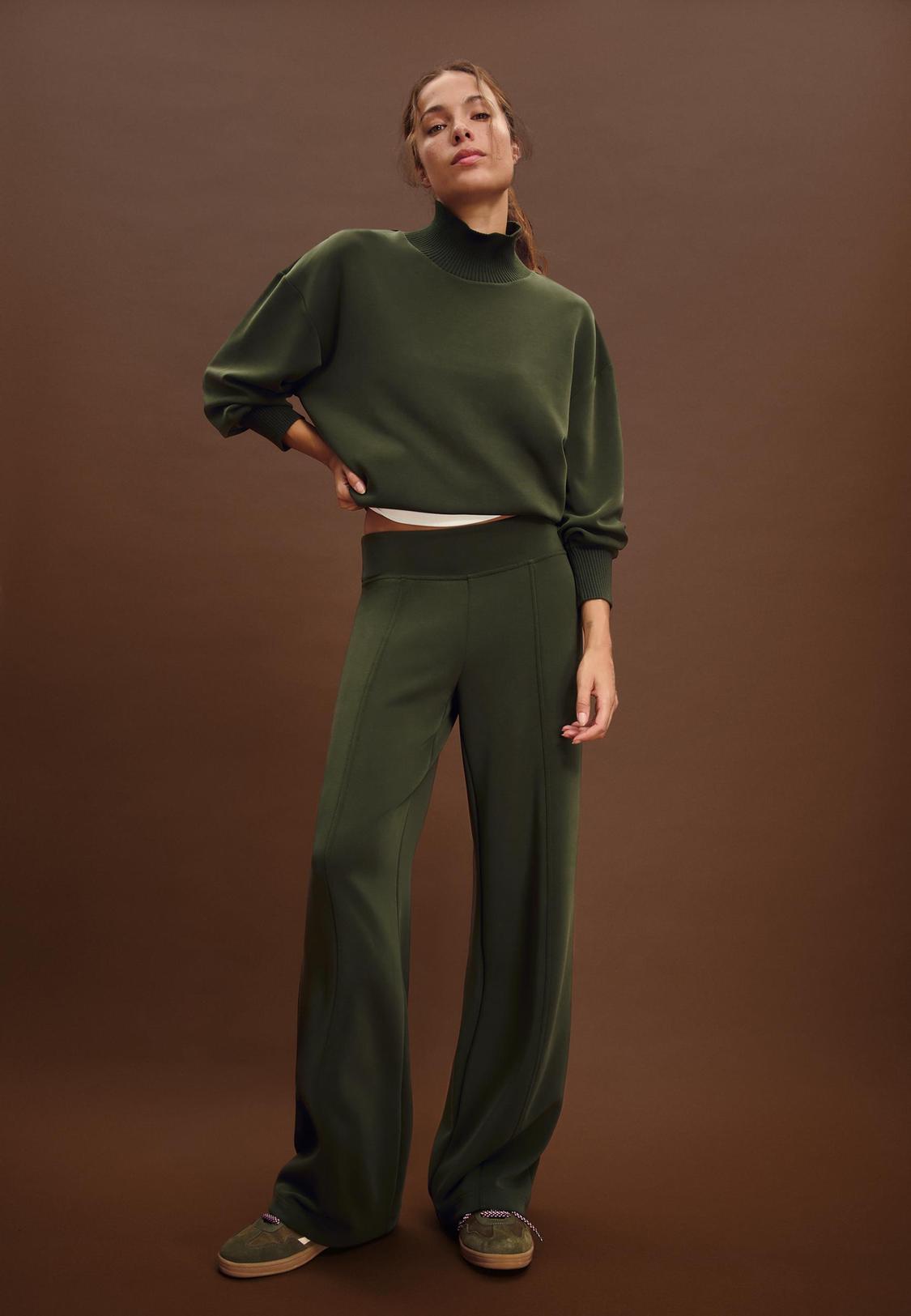 Pantalon jogger droit nervuré toucher doux Mode femme