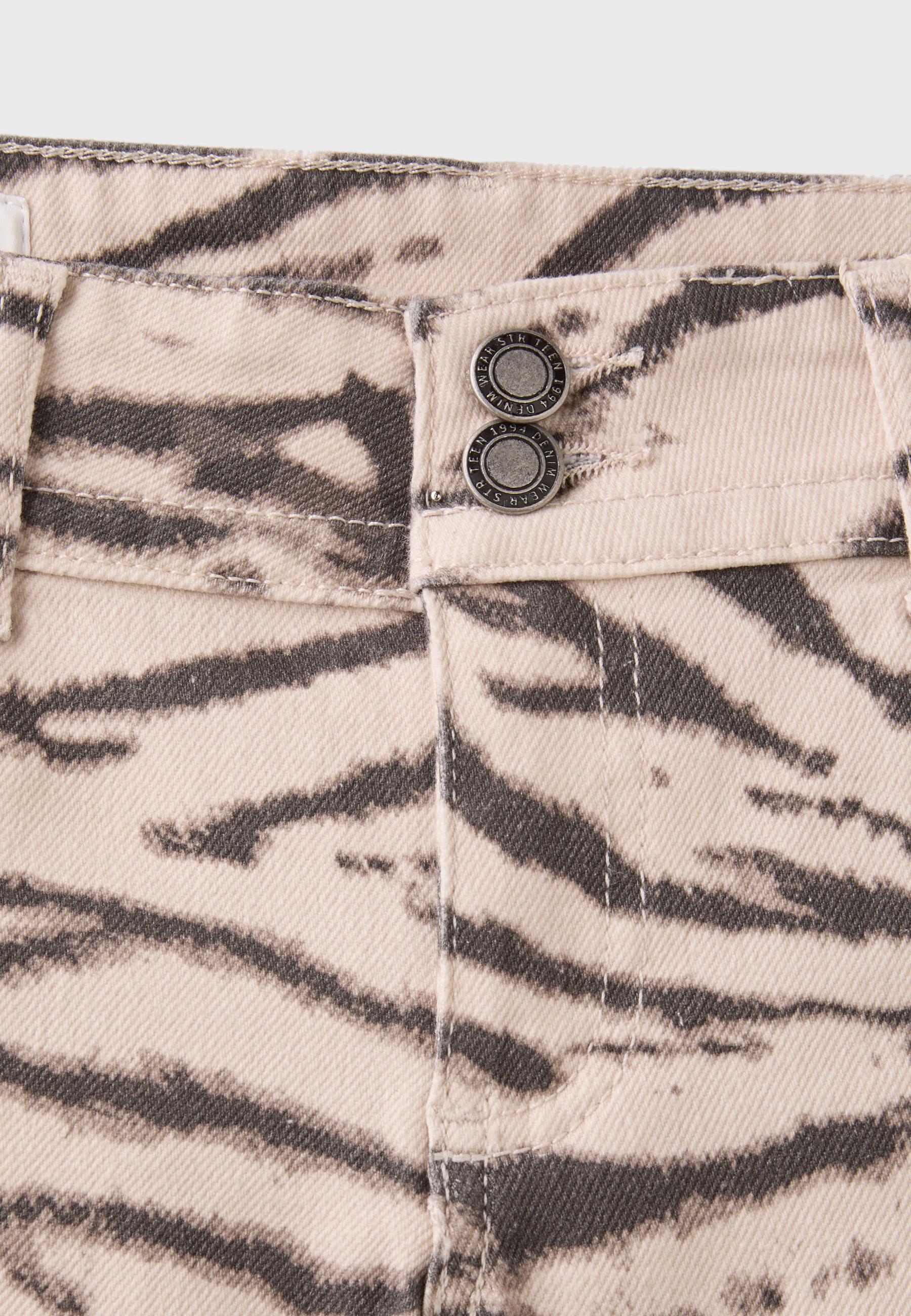 Zebra print mini shorts — Stone