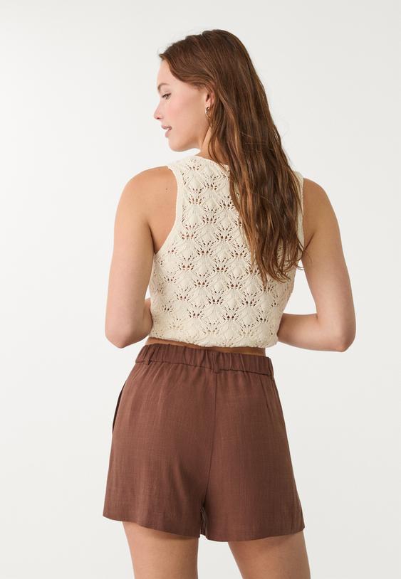 flowing linen blend shorts