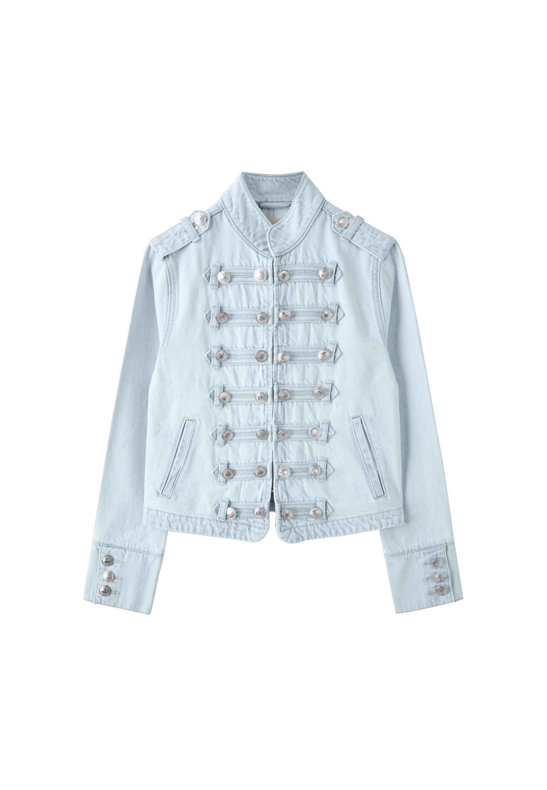 Fitted 100% cotton jacket — MEDIUM LIGHT BLUE DENIM