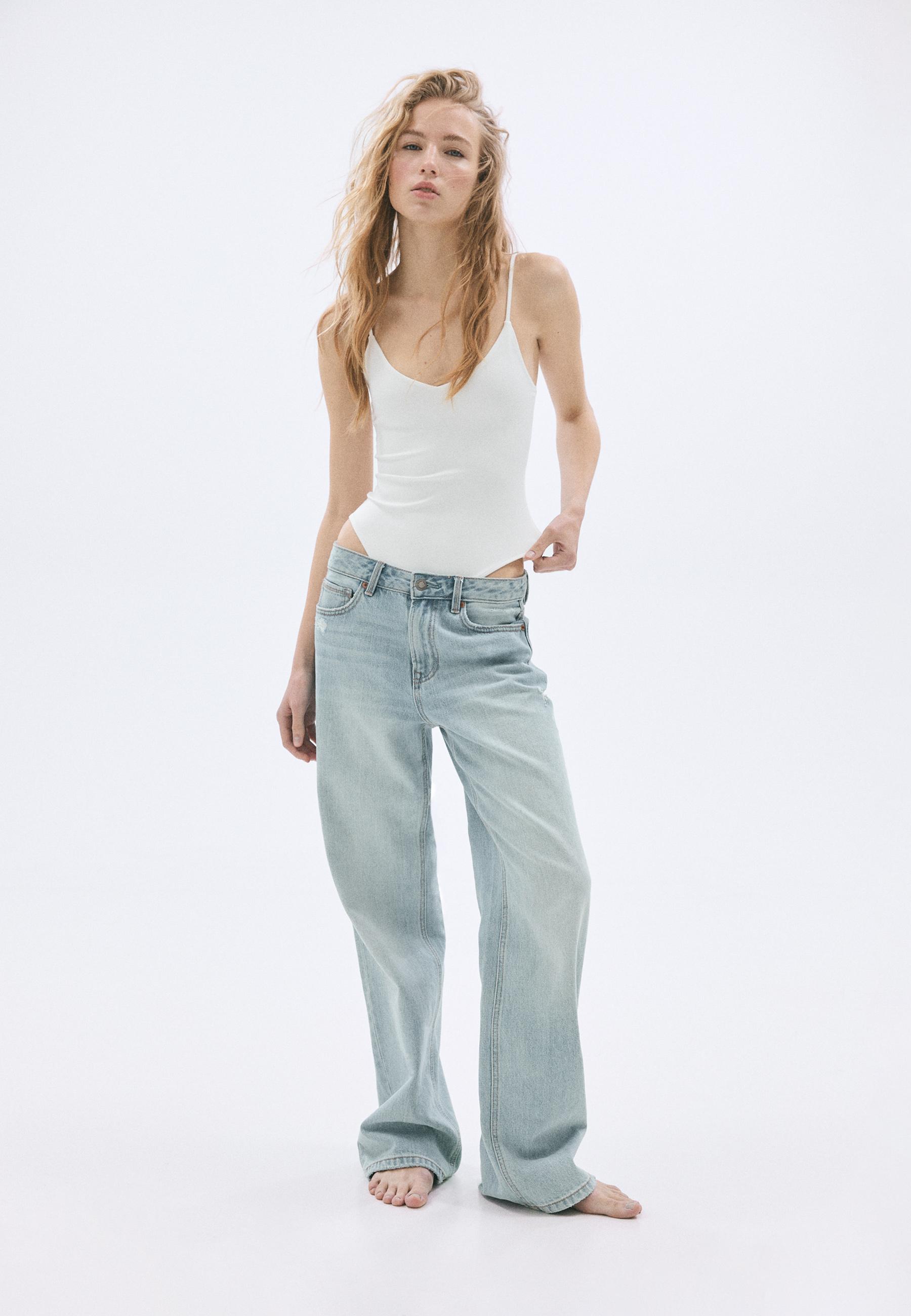 V-neck strappy bodysuit — Ecru