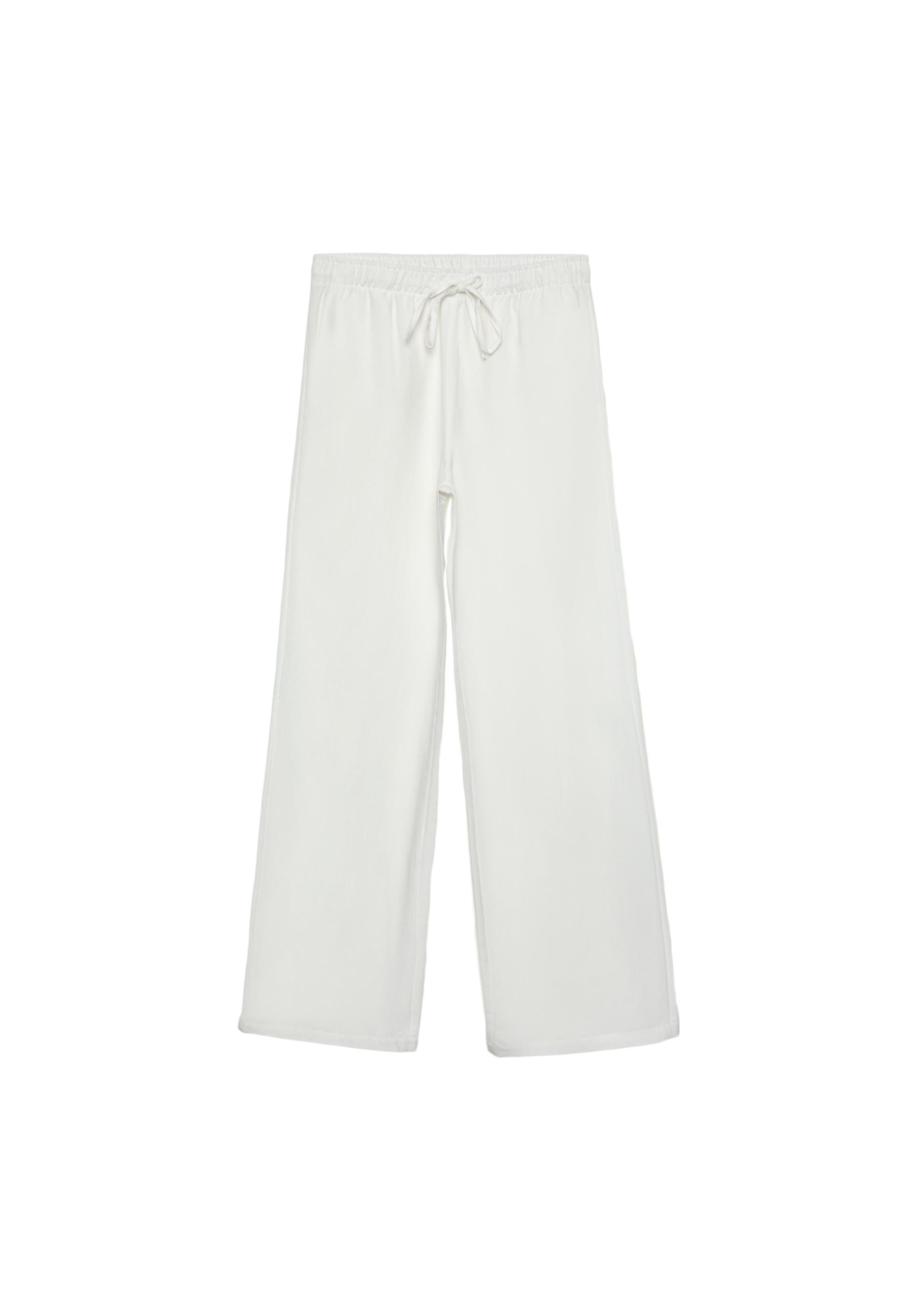 Keten görünümlü bağcıklı pantolon - Görsel 10