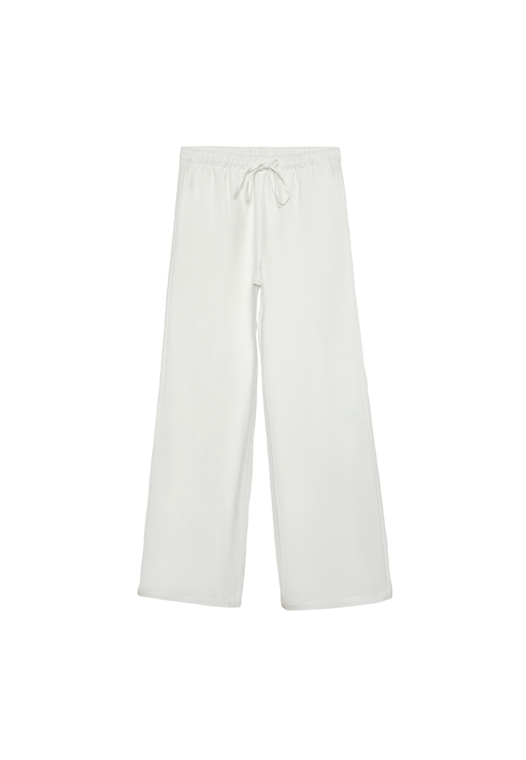 Linen-effect drawstring trousers — White