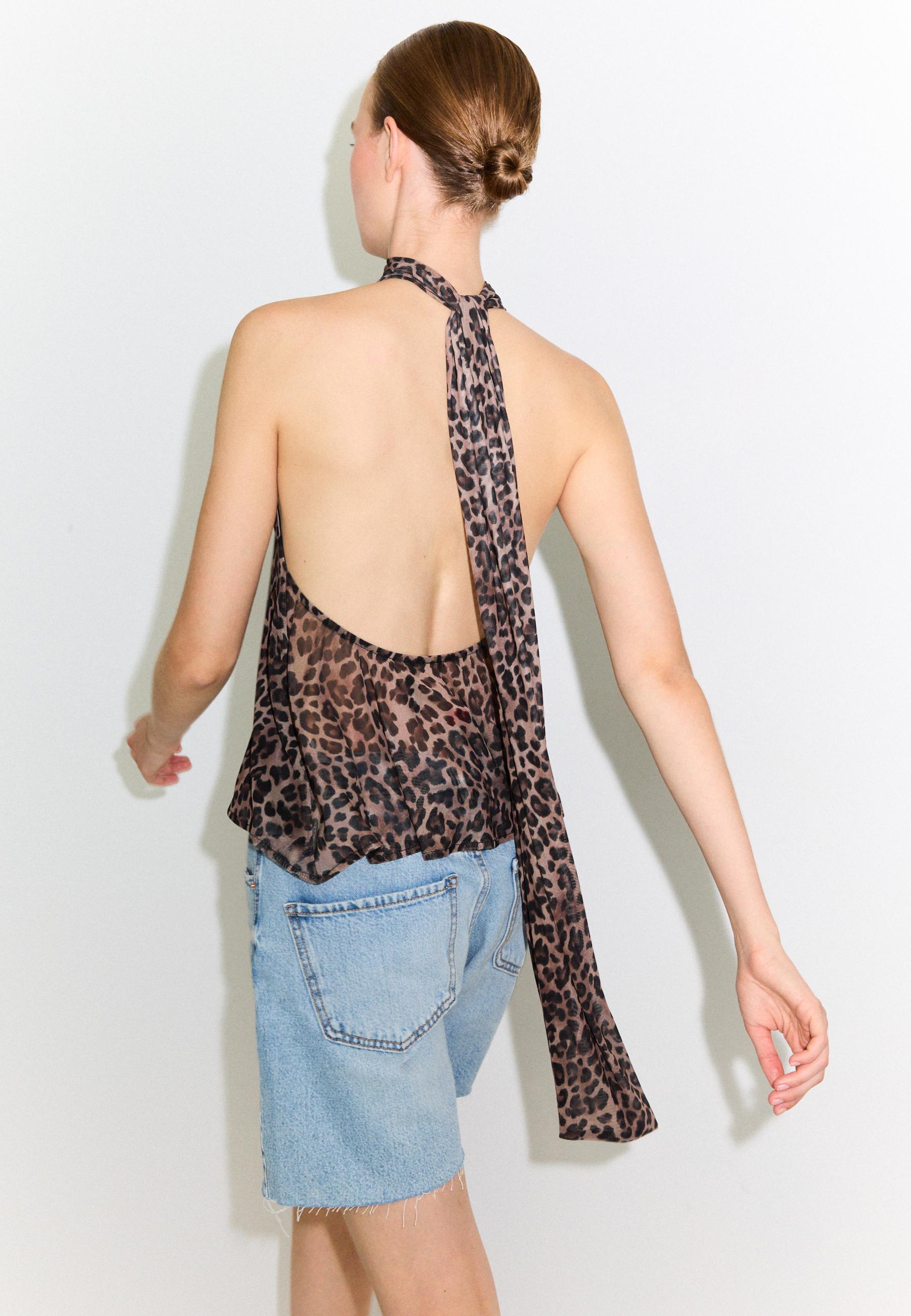 Halter yaka desenli tül top - Görsel 5