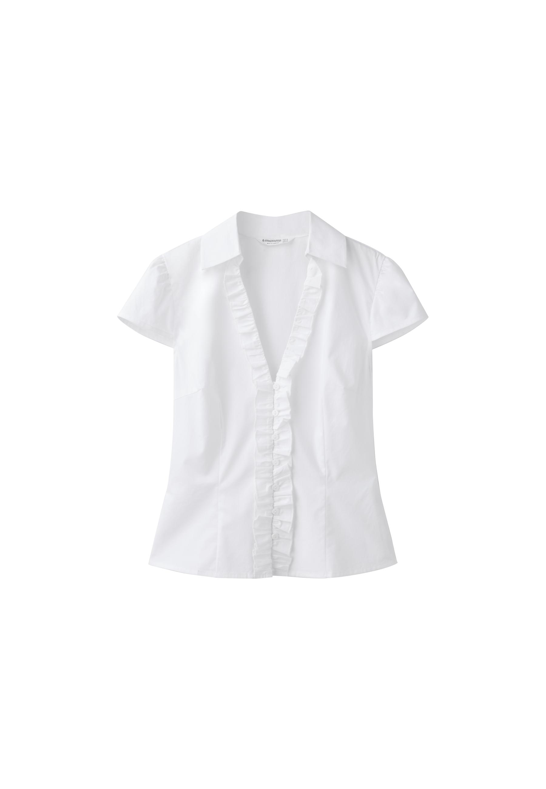 Fitted ruffled shirt — White