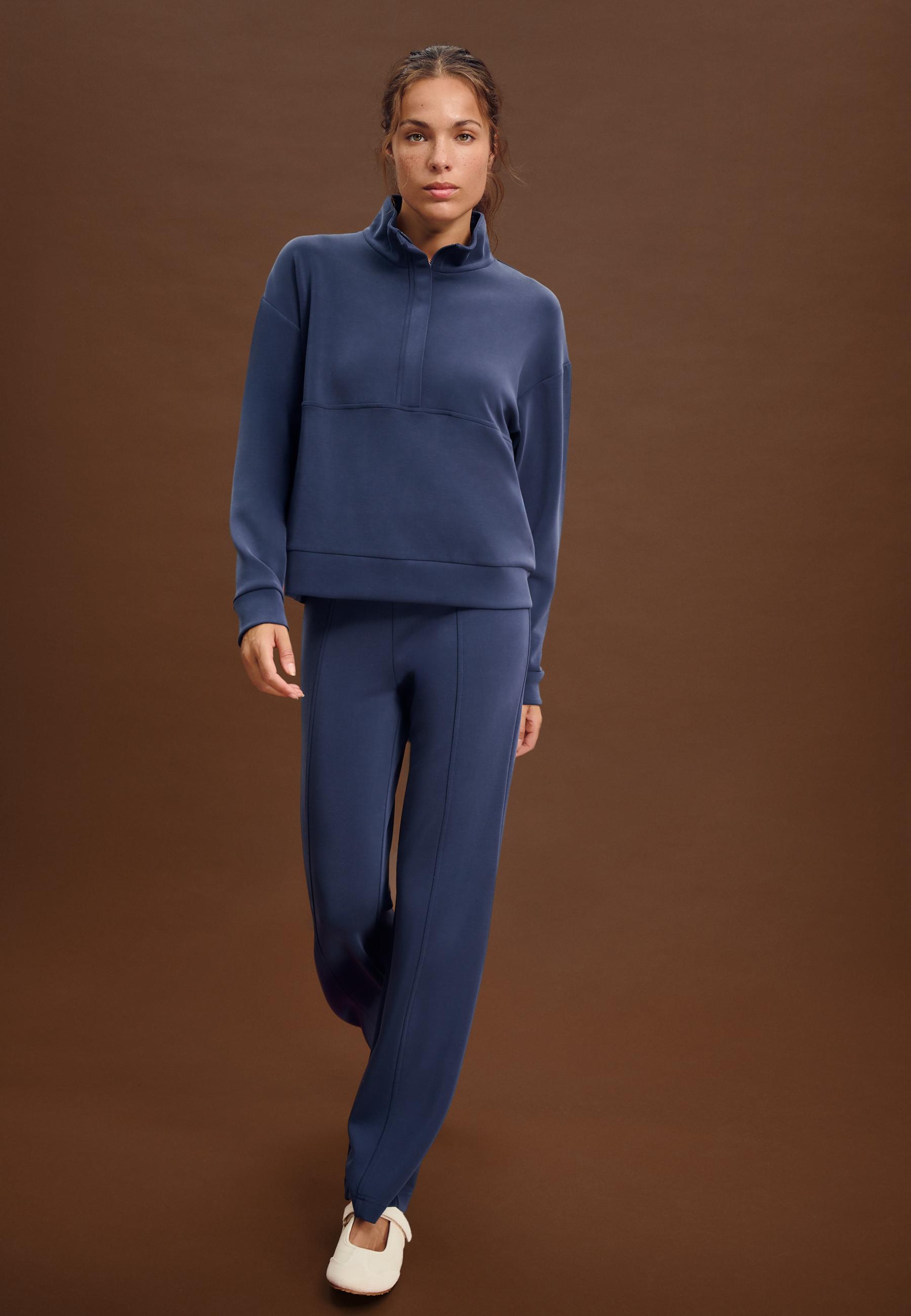 Soft-touch zip-up sweatshirt — Dark blue