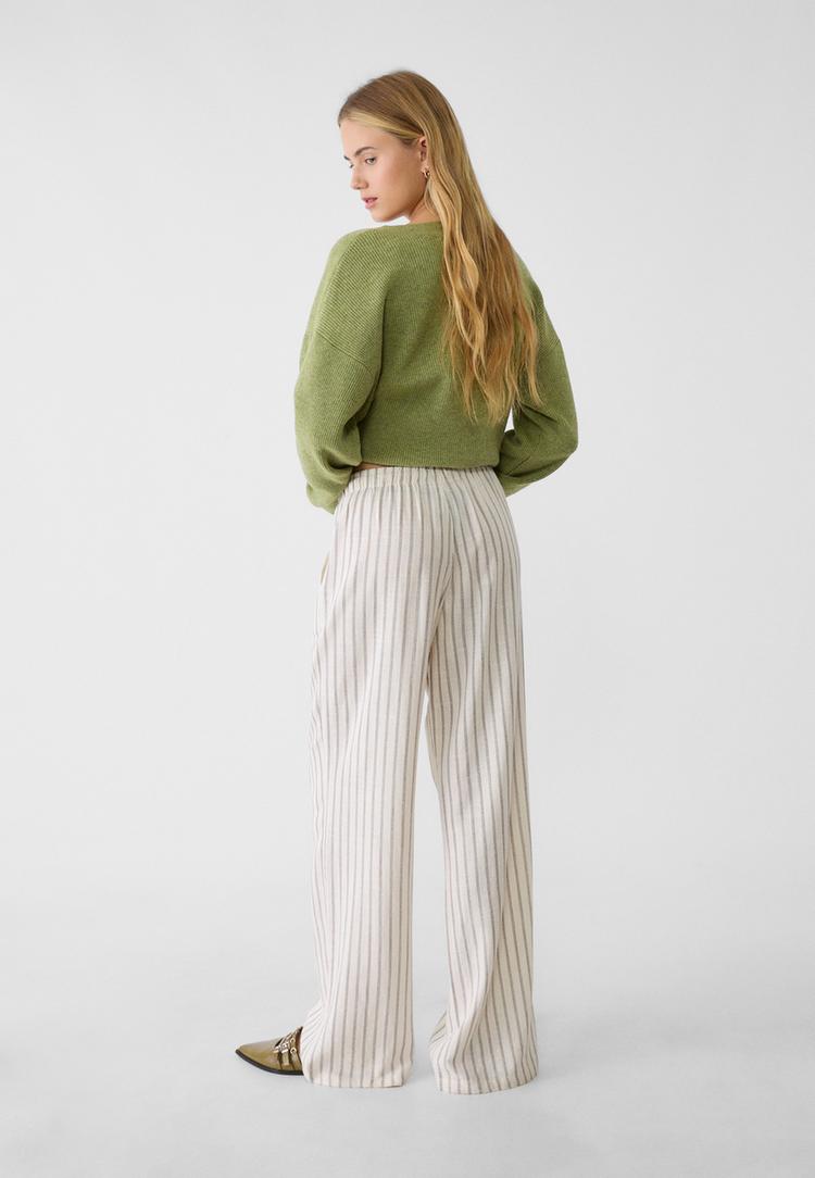 pantalon fluido con lino print