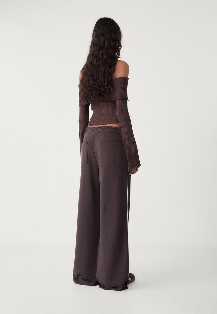 pantalon felpa wide leg vivo