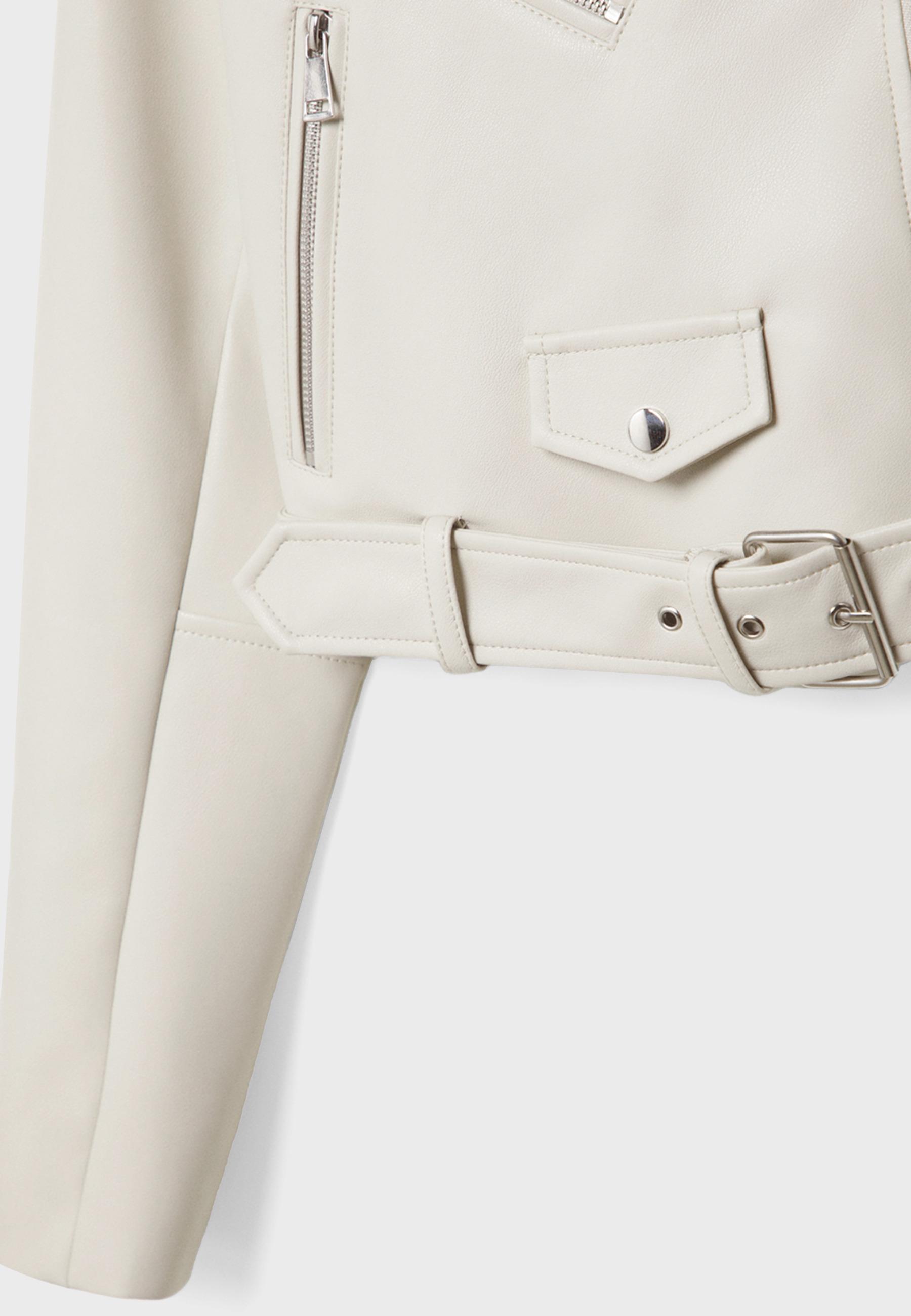 Faux leather biker jacket with belt — Ice