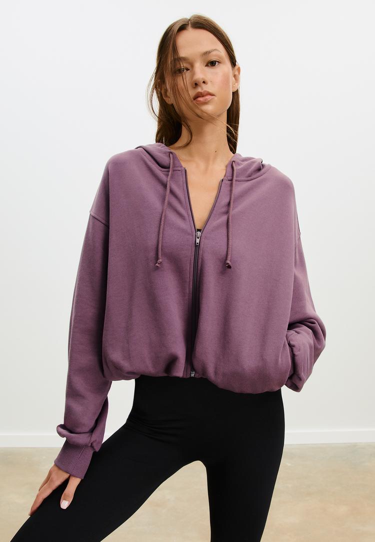 buzgulu kapusonlu sweatshirt