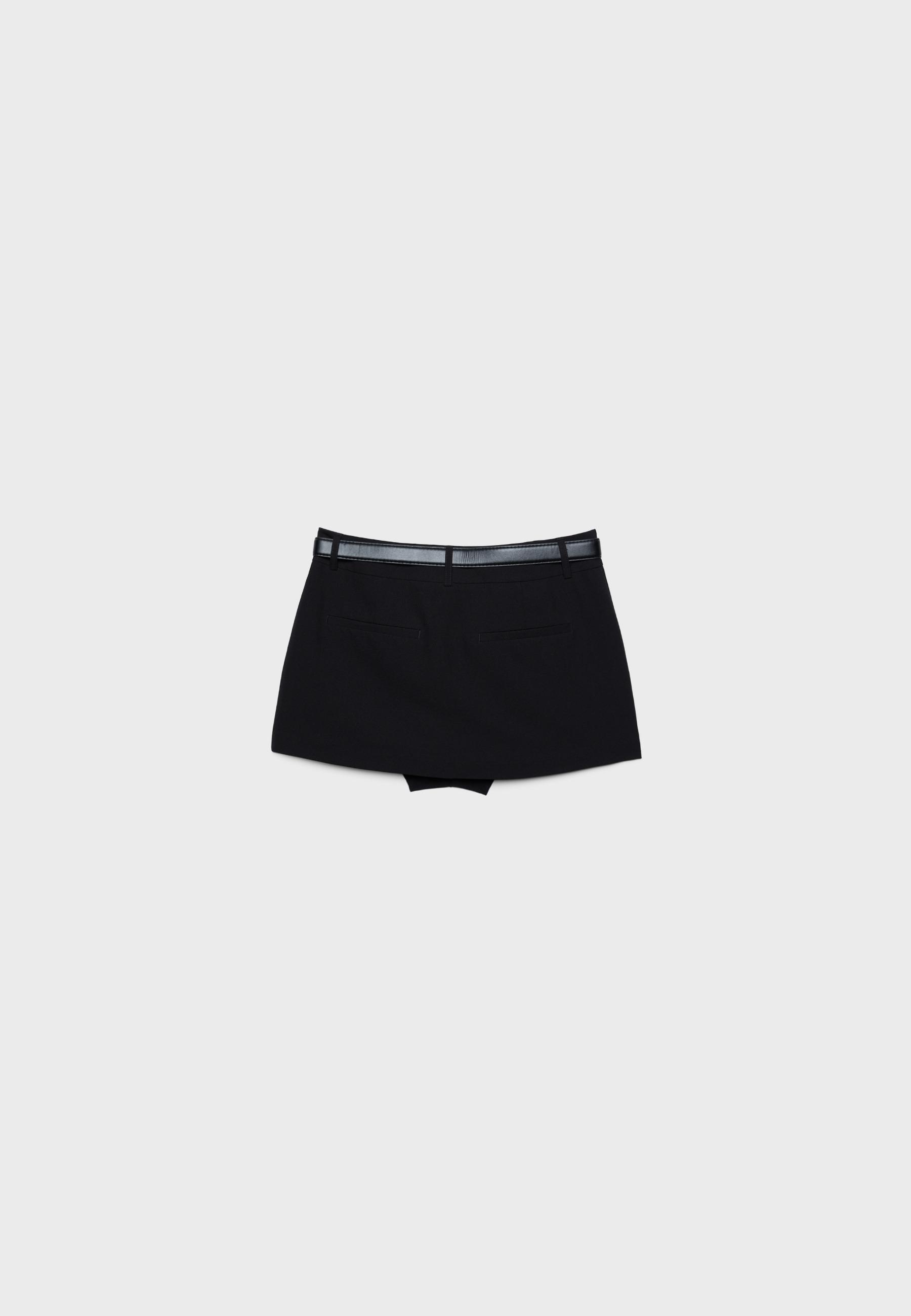 Mini skort with belt — Black