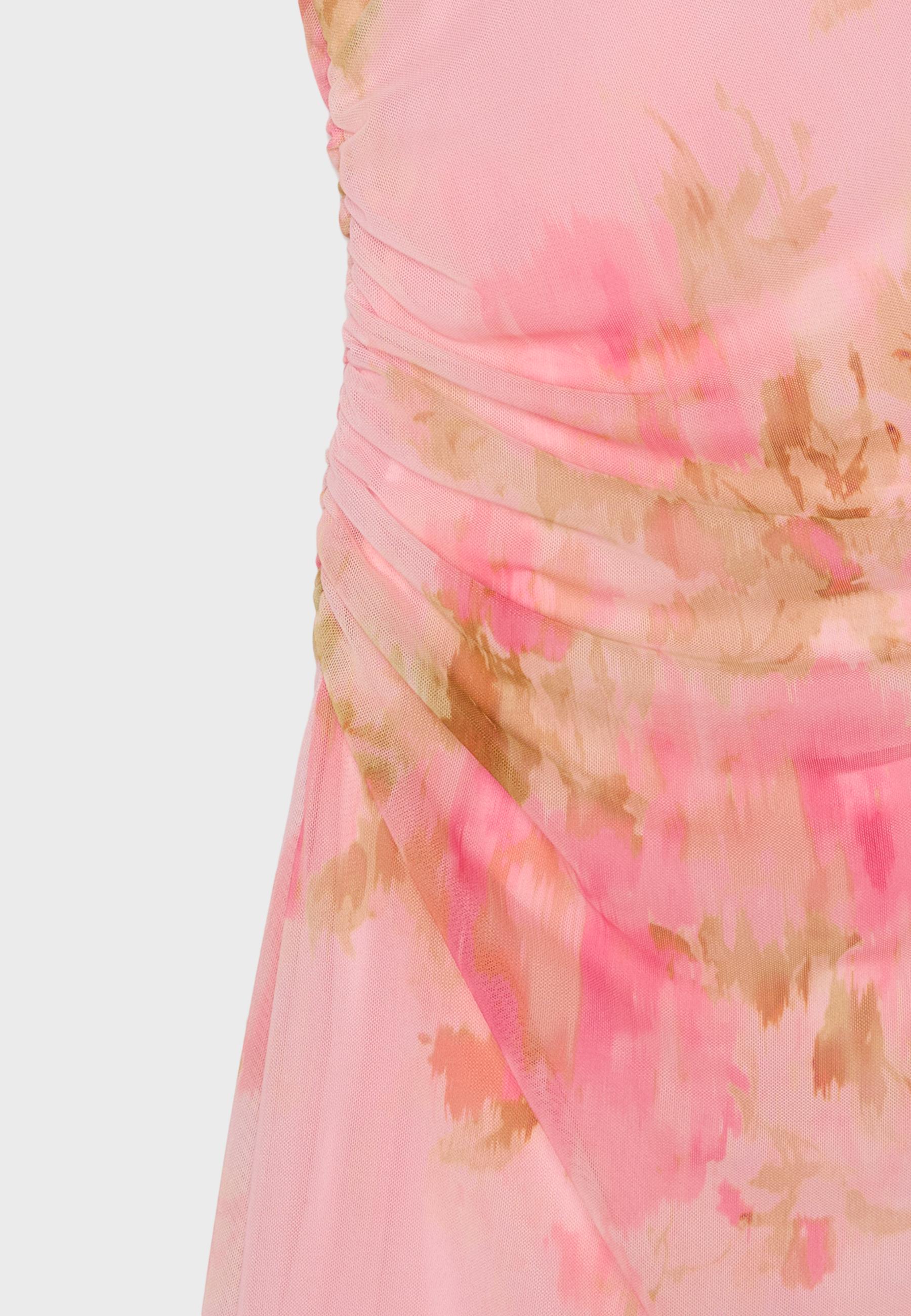 Fitted floral print dress — Pastel pink