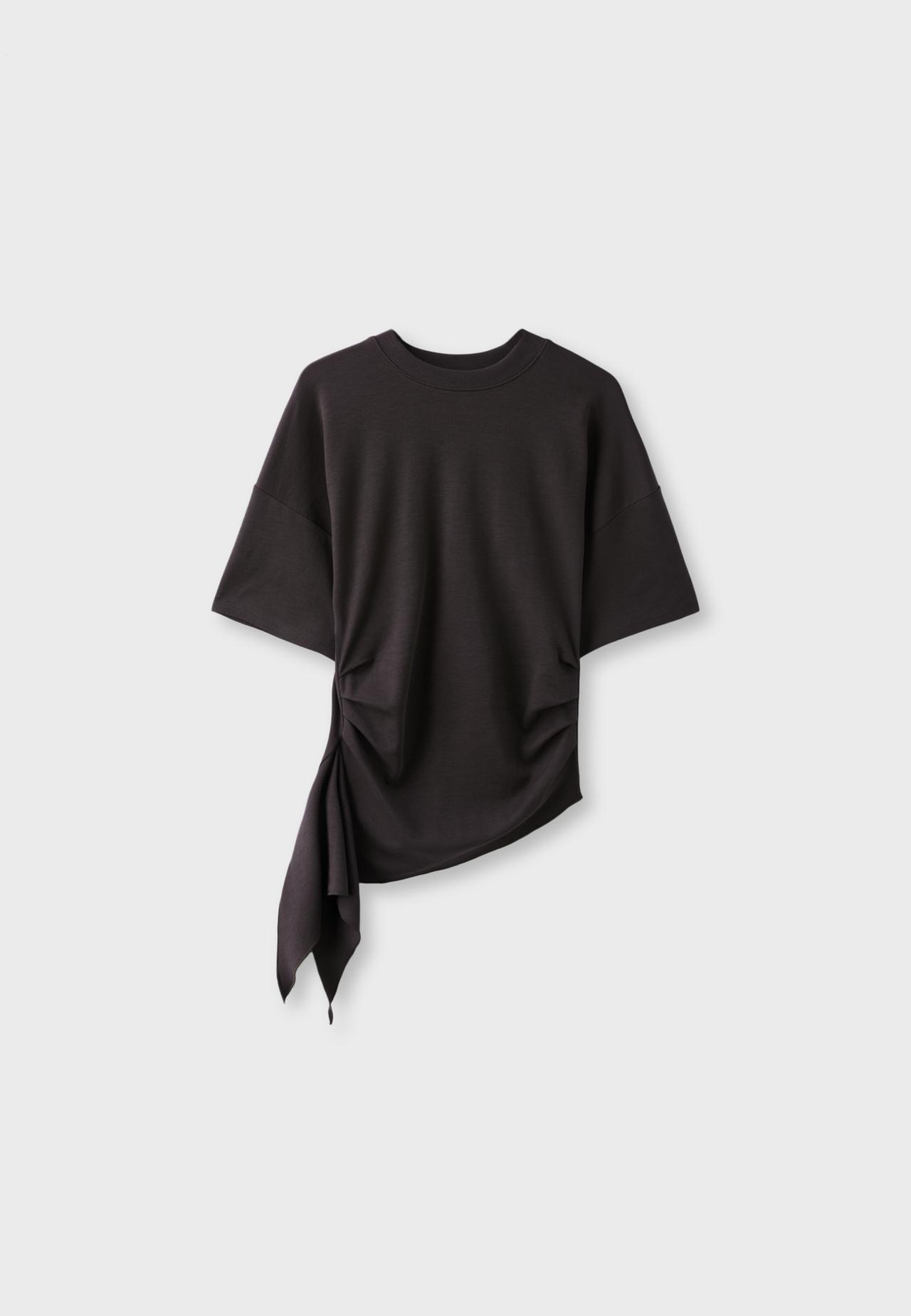 Asymmetric short sleeve T-shirt — Brown