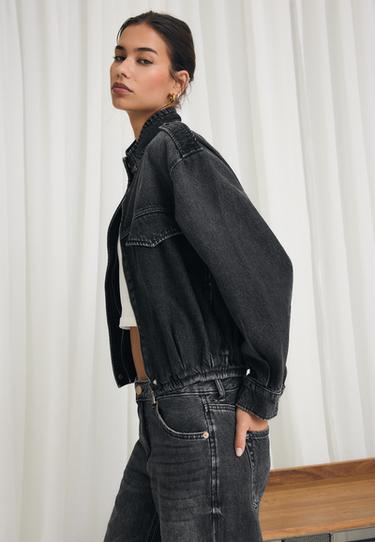 Balloon fit denim jacket — BLACK DENIM WASH 6