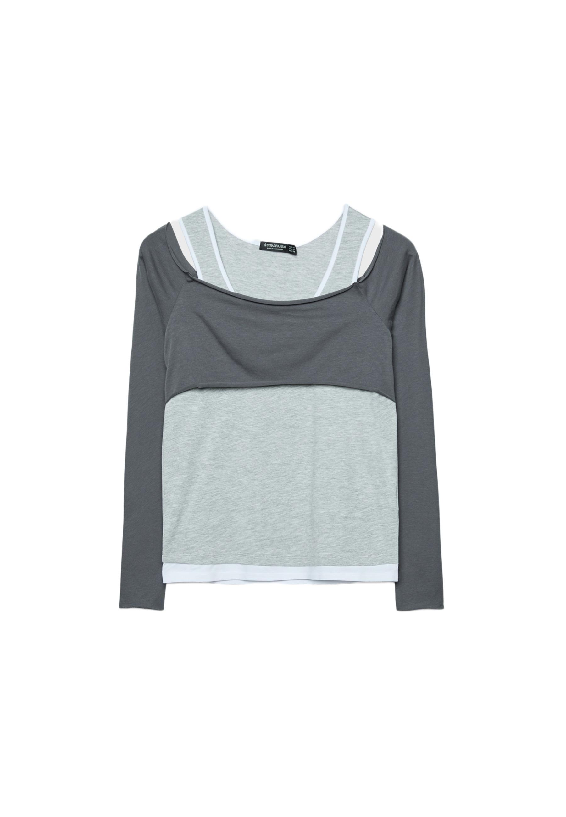 Long sleeve overlay top — Grey