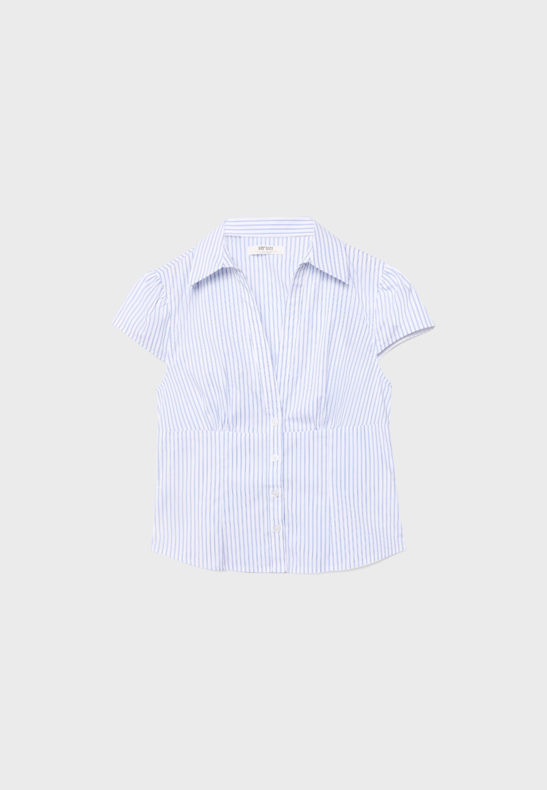 Fitted short sleeve shirt — GREY DENIM WASH