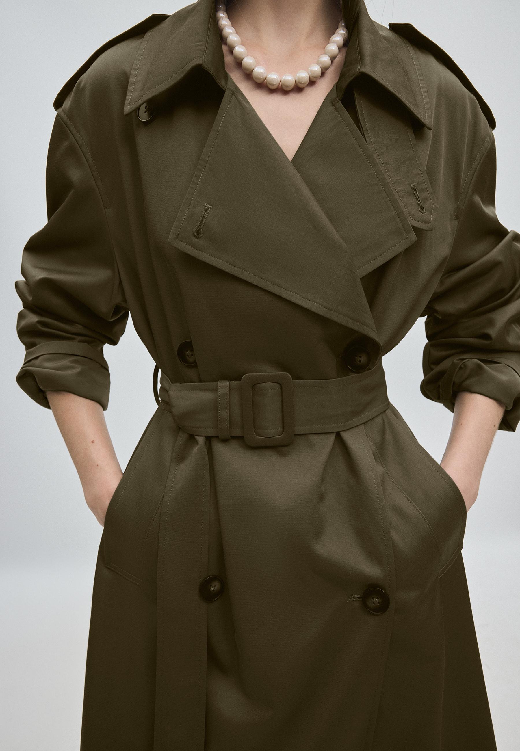 Long basic trench coat — Khaki (alternate view)