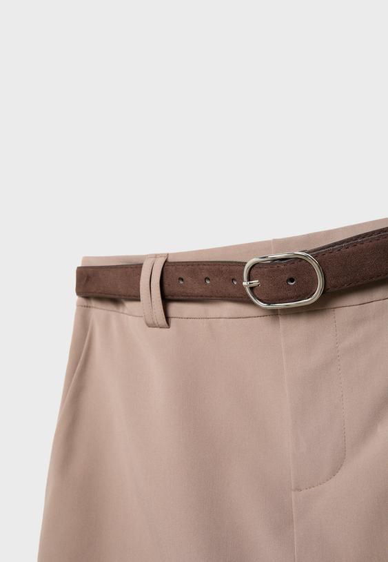 Kemerli mini şort etek - Görsel 9