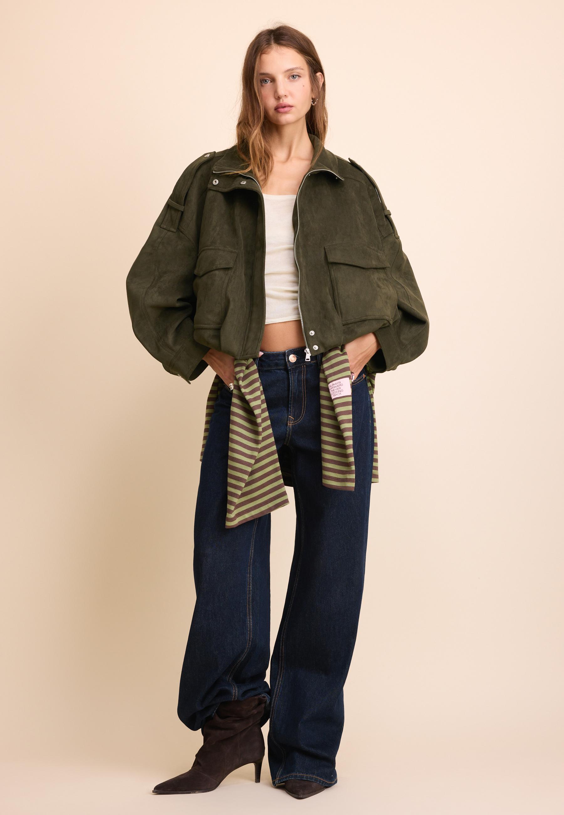 Stradivarius Oversize suni süet ceket görsel 7