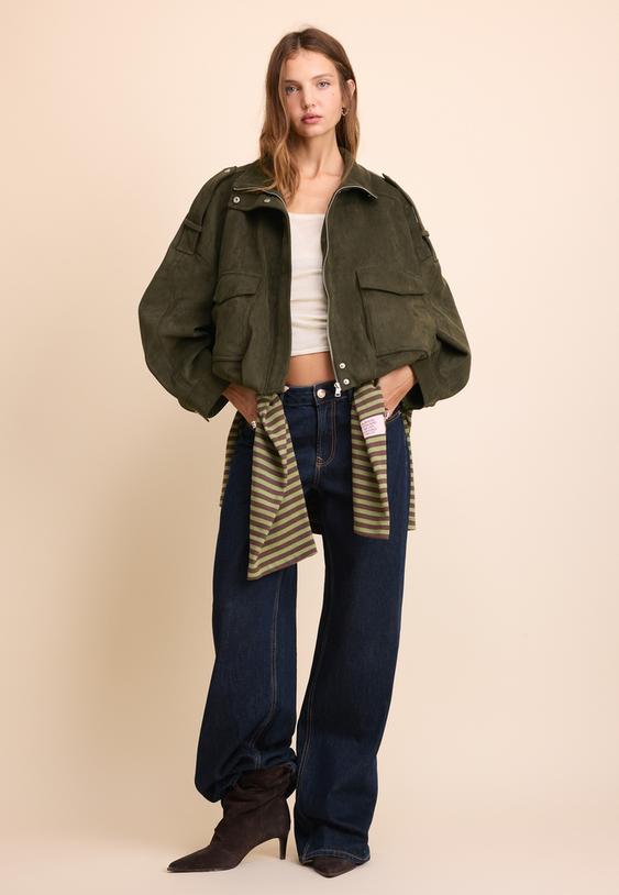 giacca oversize effetto camoscio