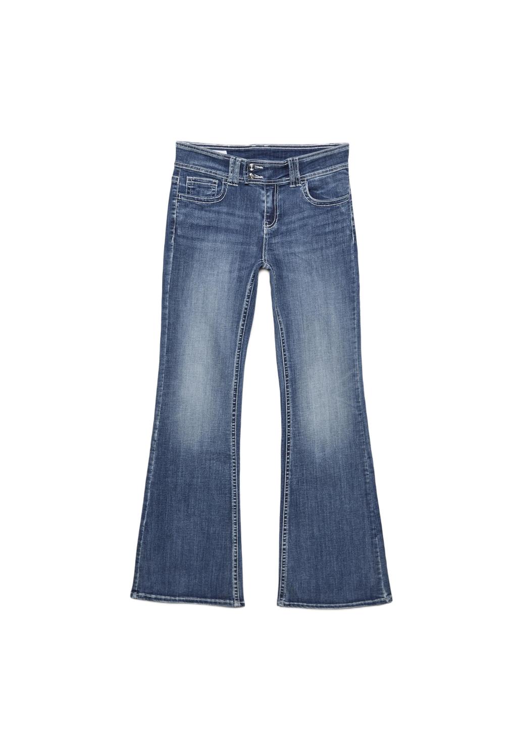 Klokkend uitlopende jeans met geborduurde zakken