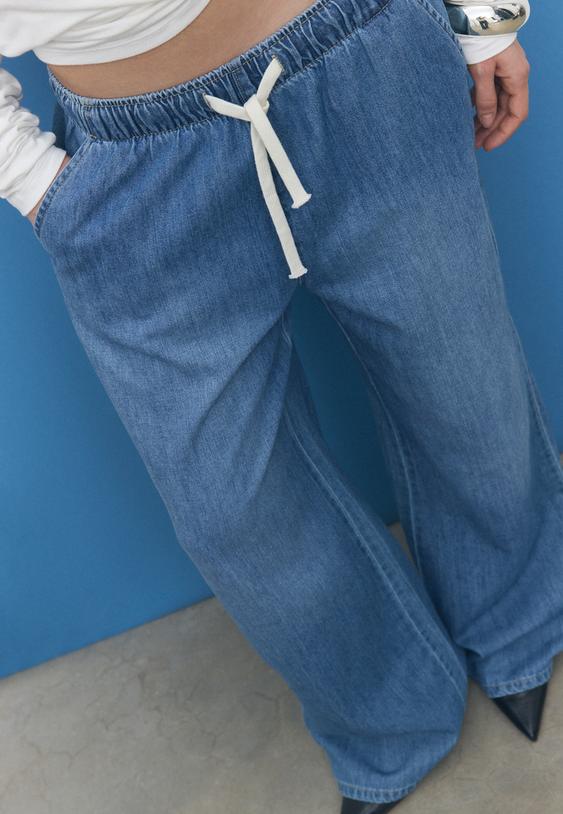 d35 soepele denim broek met koord