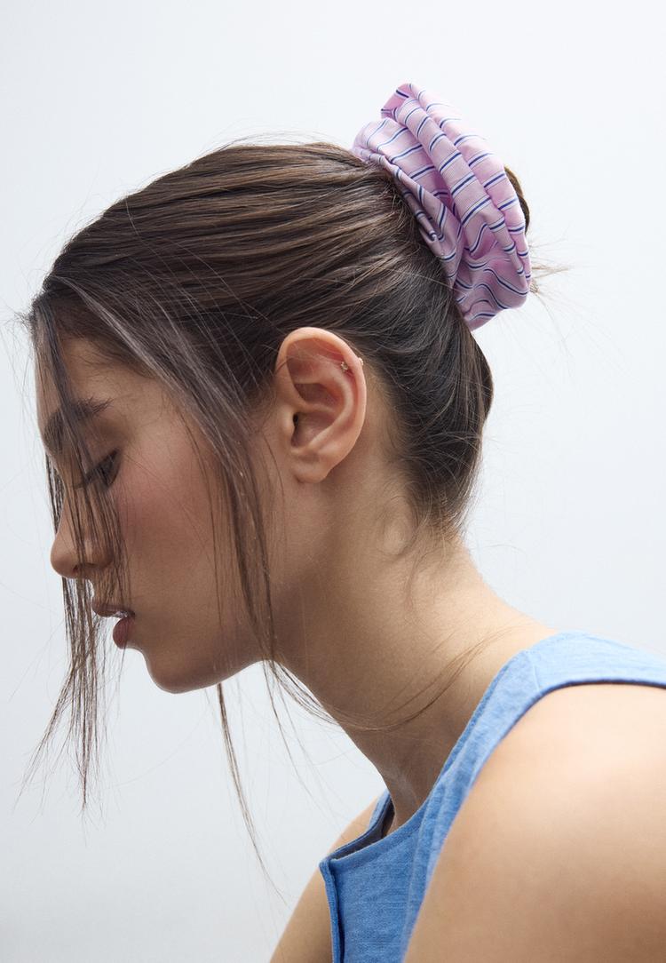 Stradivarius Σετ 2 Ριγέ Λαστιχάκια Μαλλιών Παστέλ Ροζ Os φωτογραφία