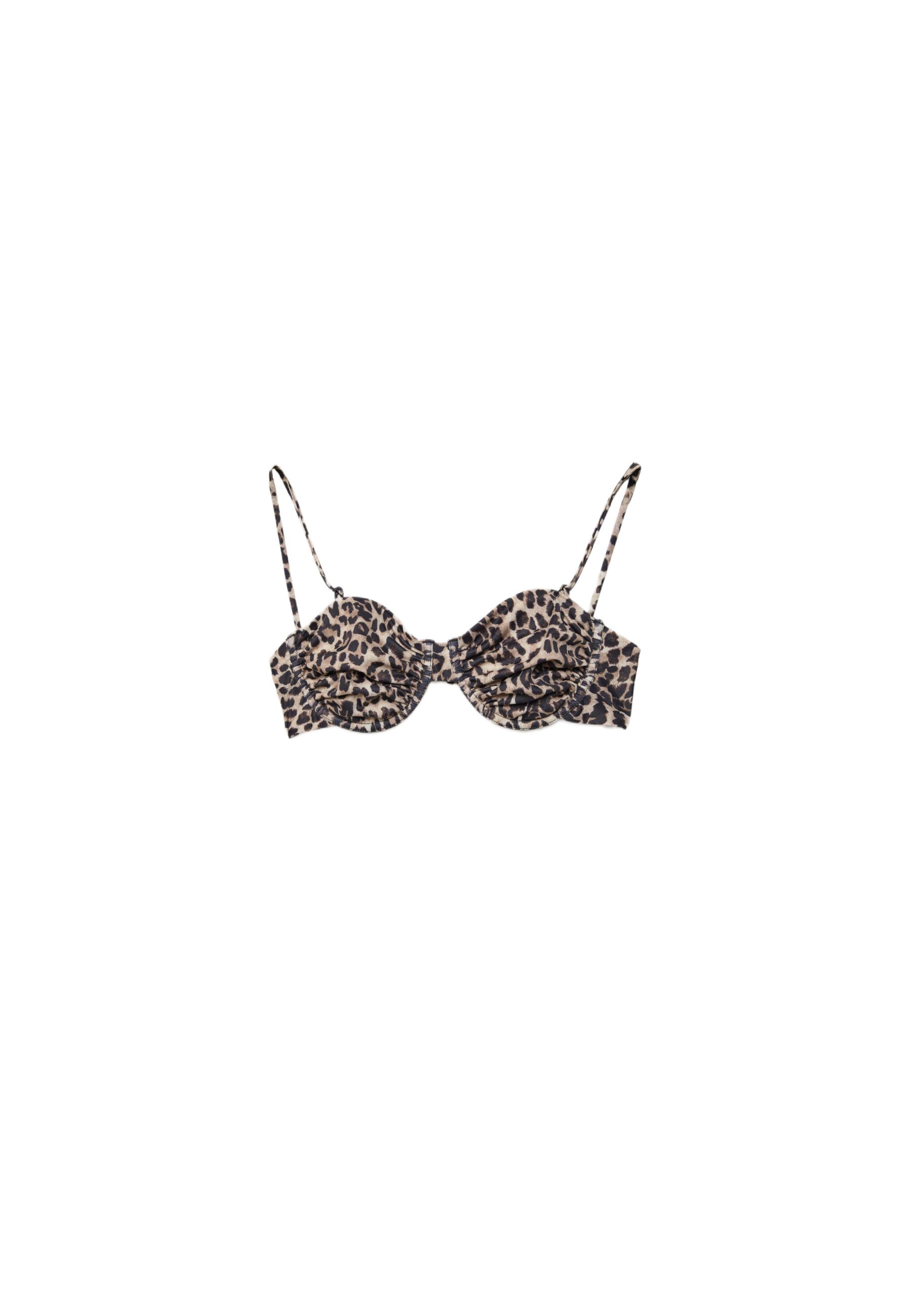 Balconette animal print bikini top — Beige