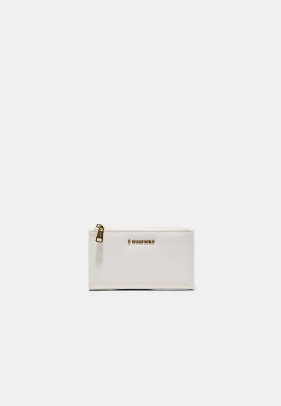 Stradivarius Long Saffiano Card Holder Purse White Os