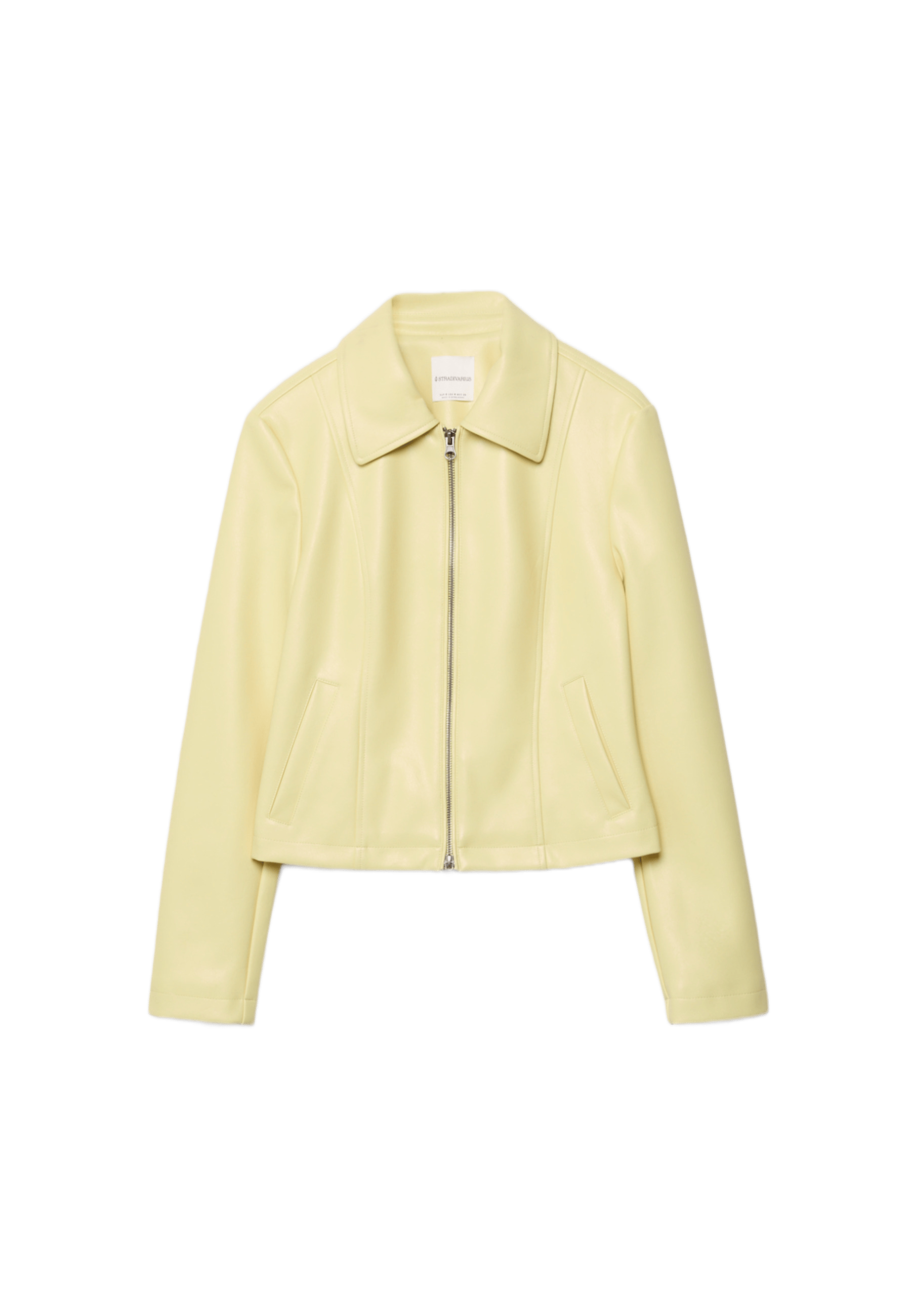 Fitted leather effect jacket — Pastel yellow