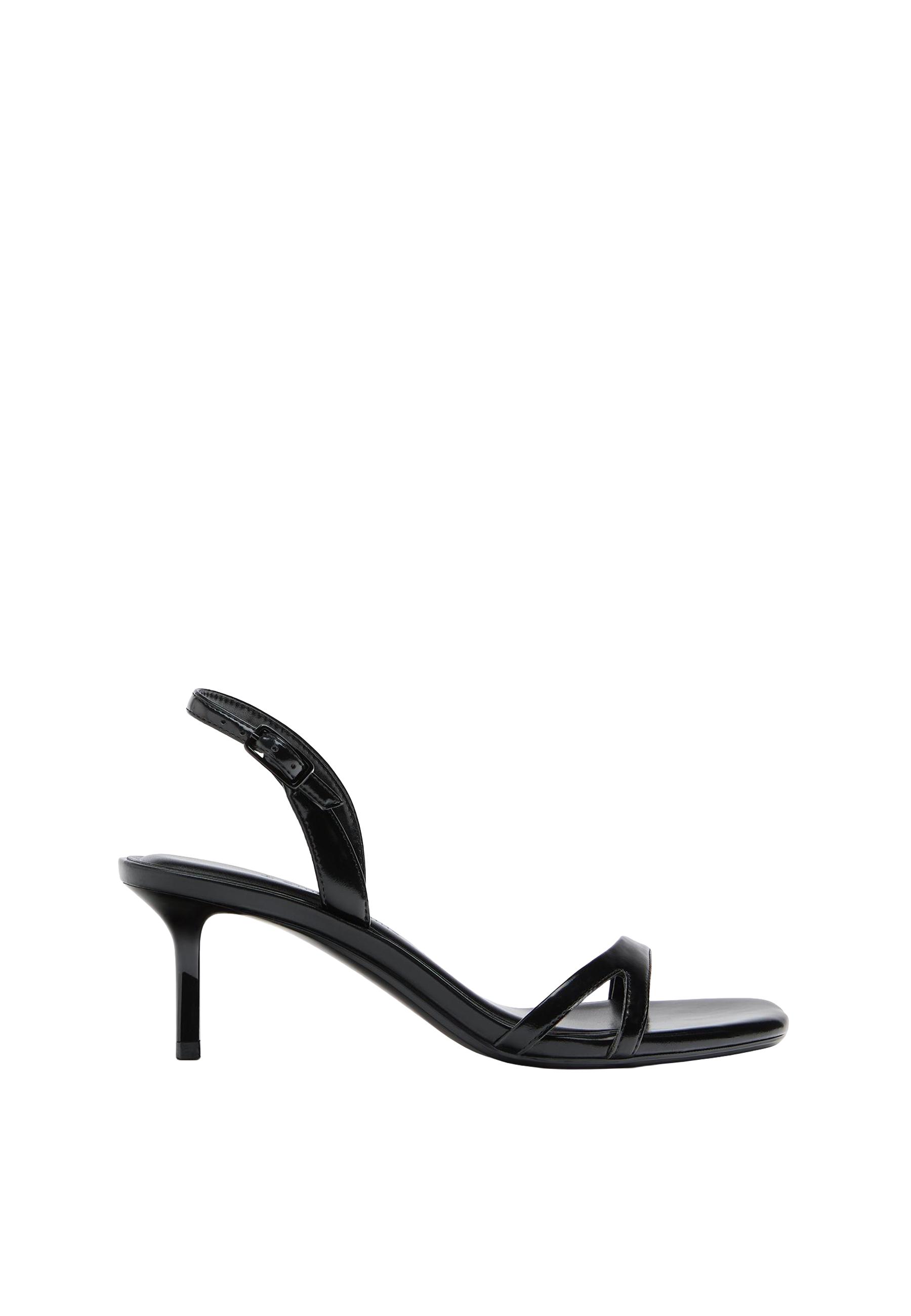 Heeled cut-out strap sandal — BLACK