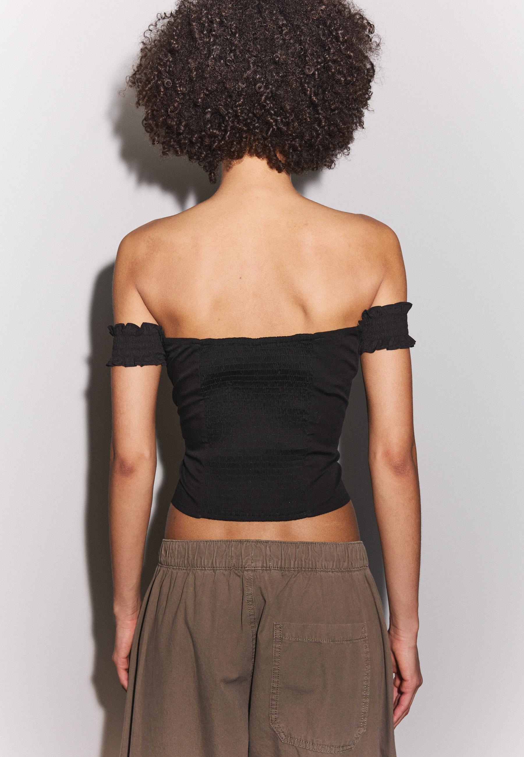 Ruffled corset top — Black