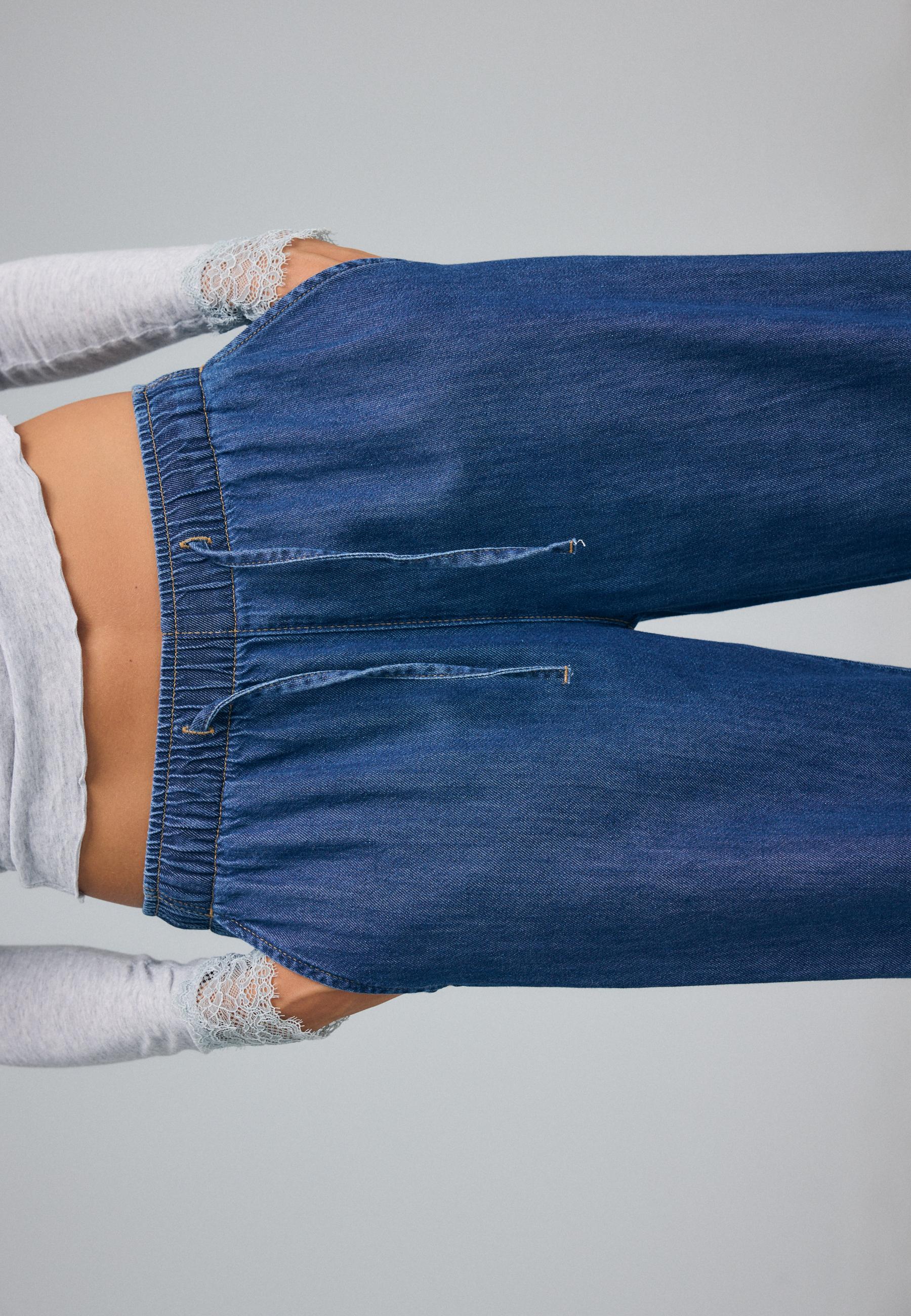 Flowy denim drawstring trousers — RINSE BLUE DENIM