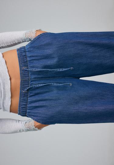 Drawstring flowing denim trousers — RINSE BLUE DENIM 4