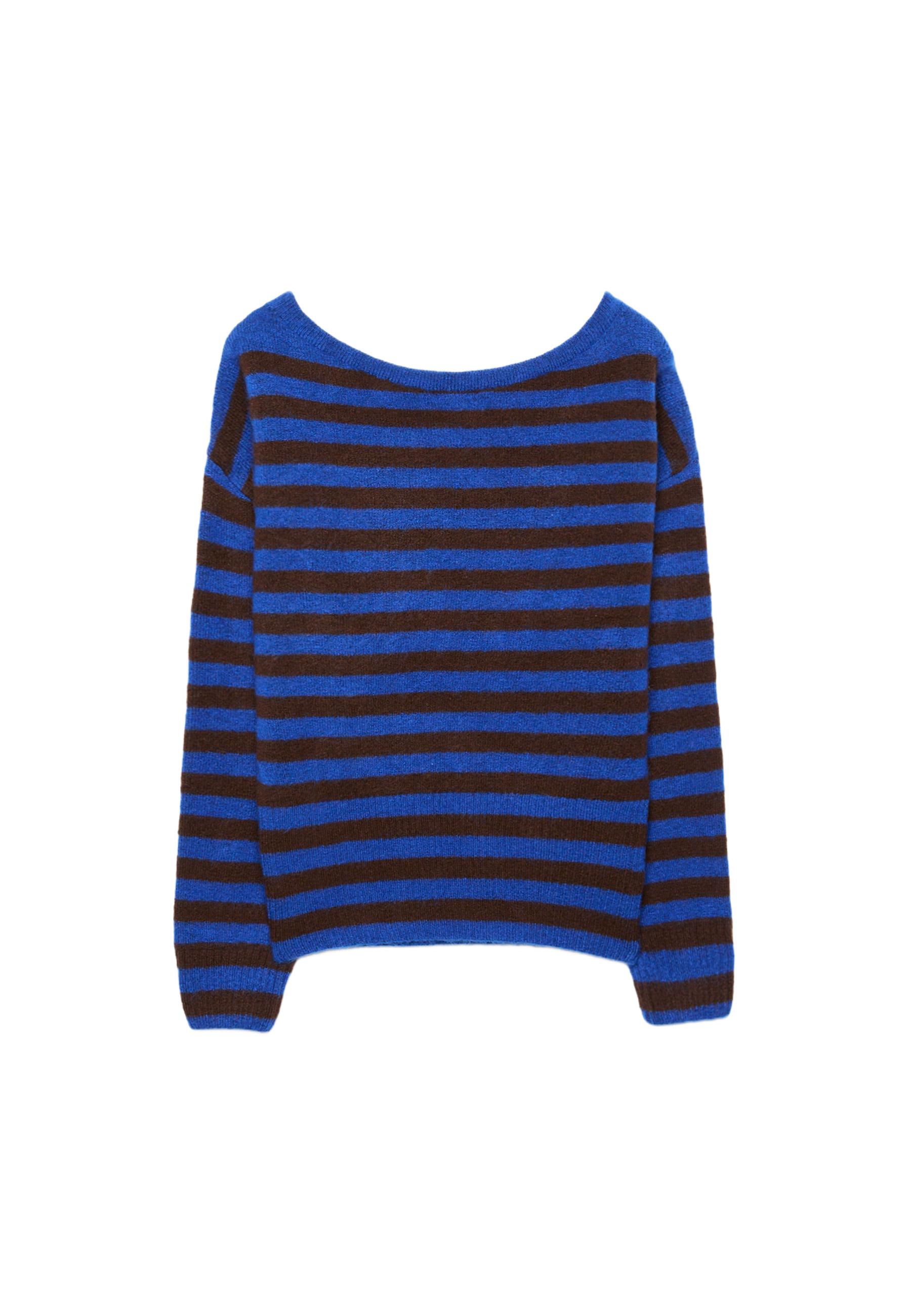 Soft-touch knit boat neck sweater — Navy blue