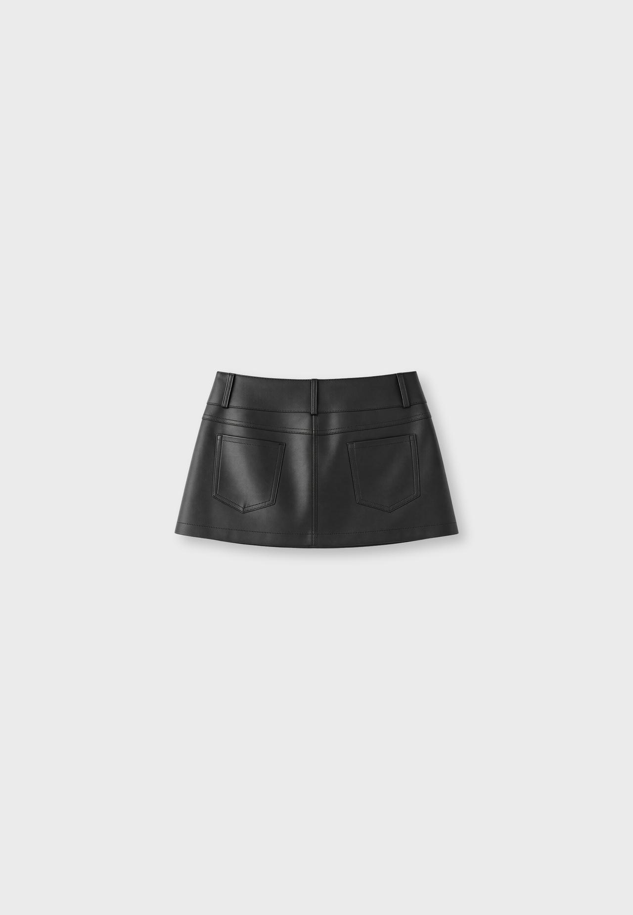 Leather effect hammer-waist mini skirt — Black