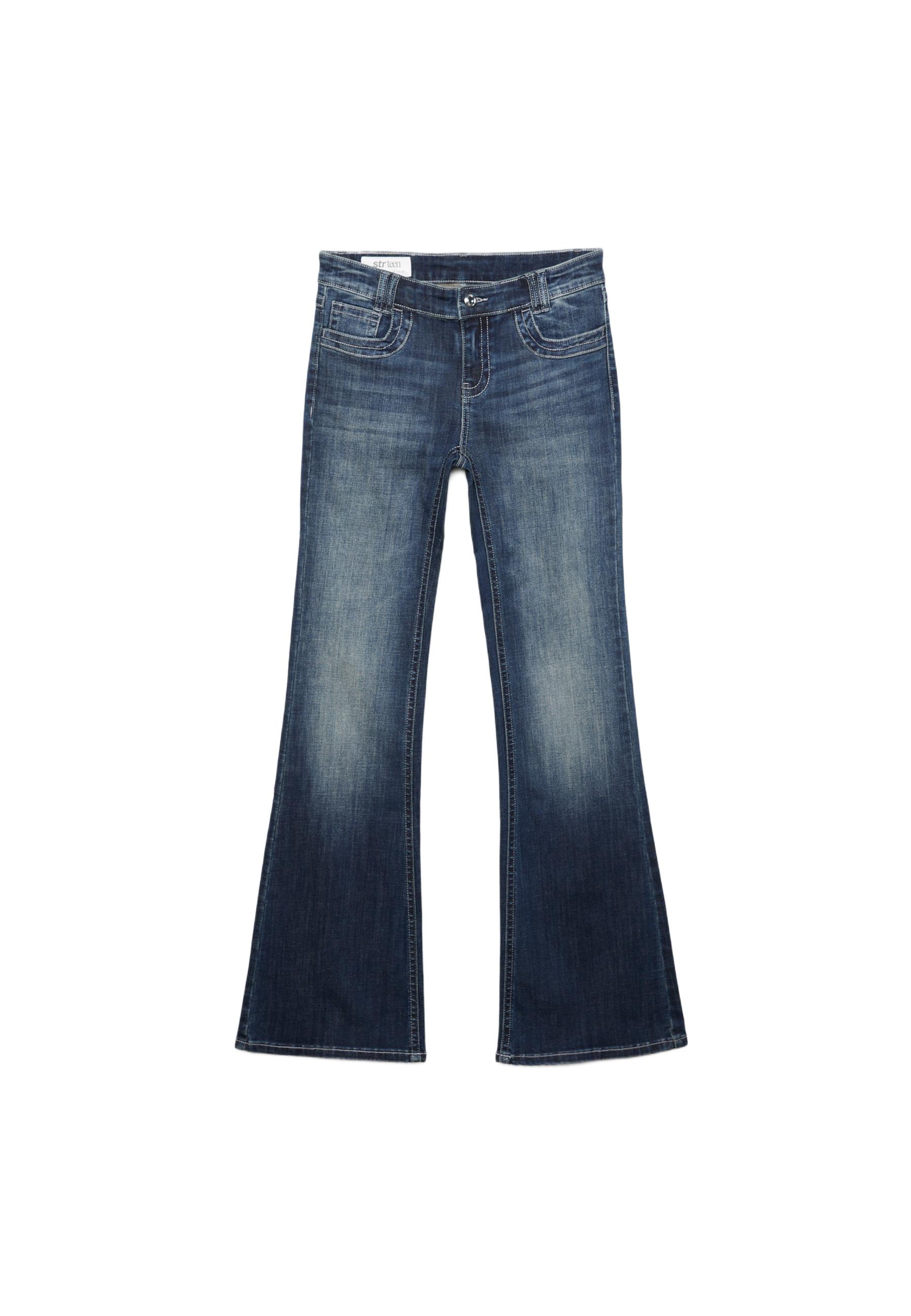 Embroidered pocket flared jeans — LIGHT GREY DENIM WASH (alternate view)