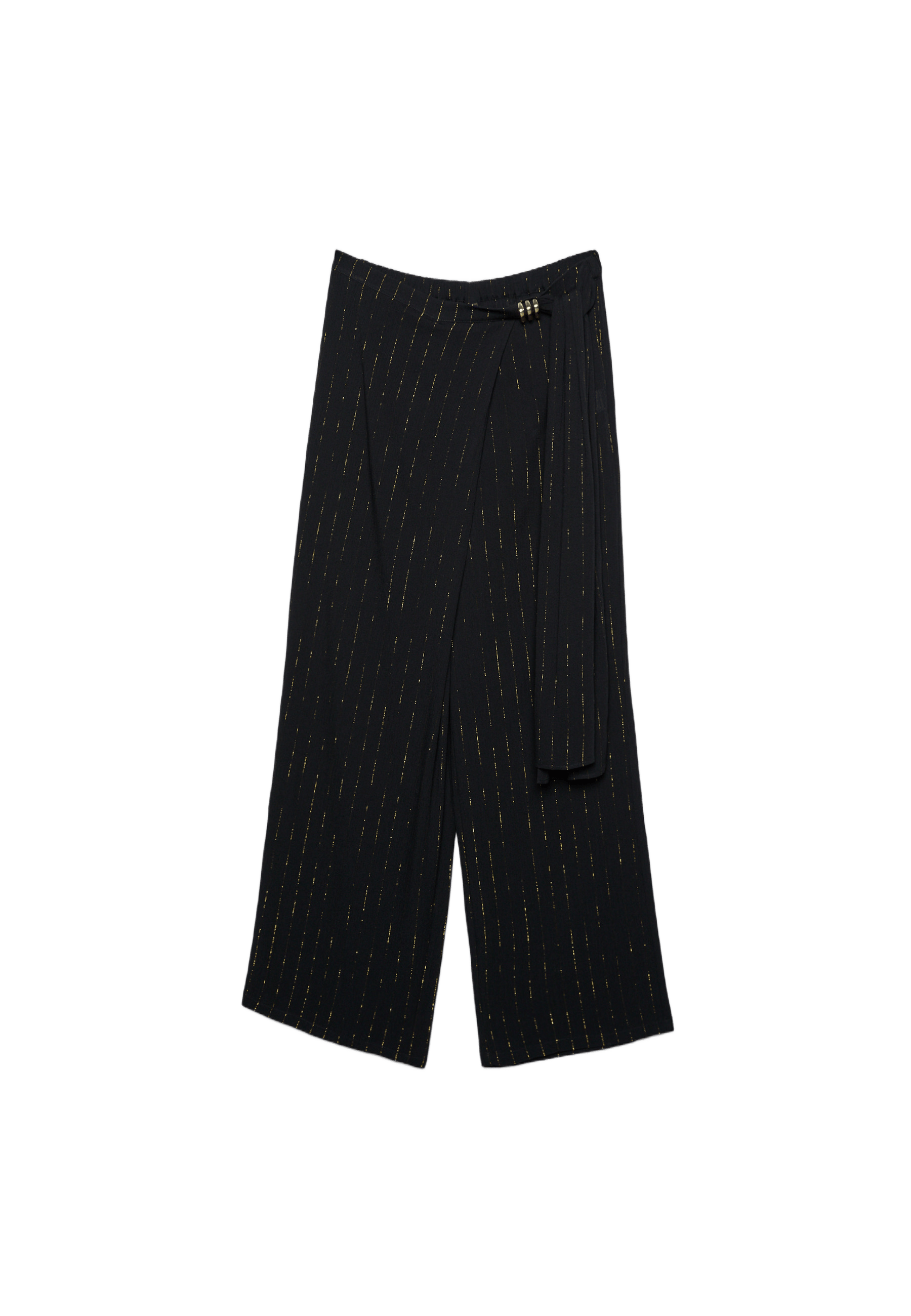 Flowing metallic thread trousers — Black