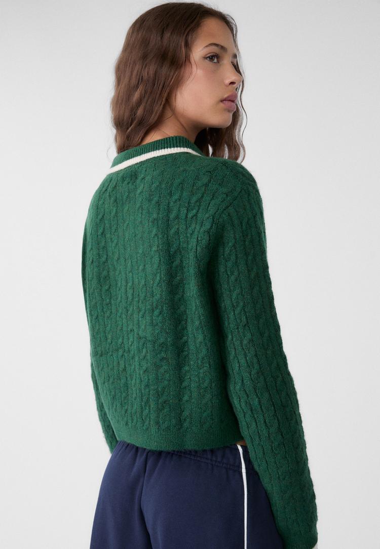 chaqueta punto trenzado botones