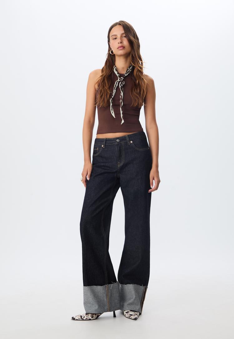 d65 jeans dritti con risvolto