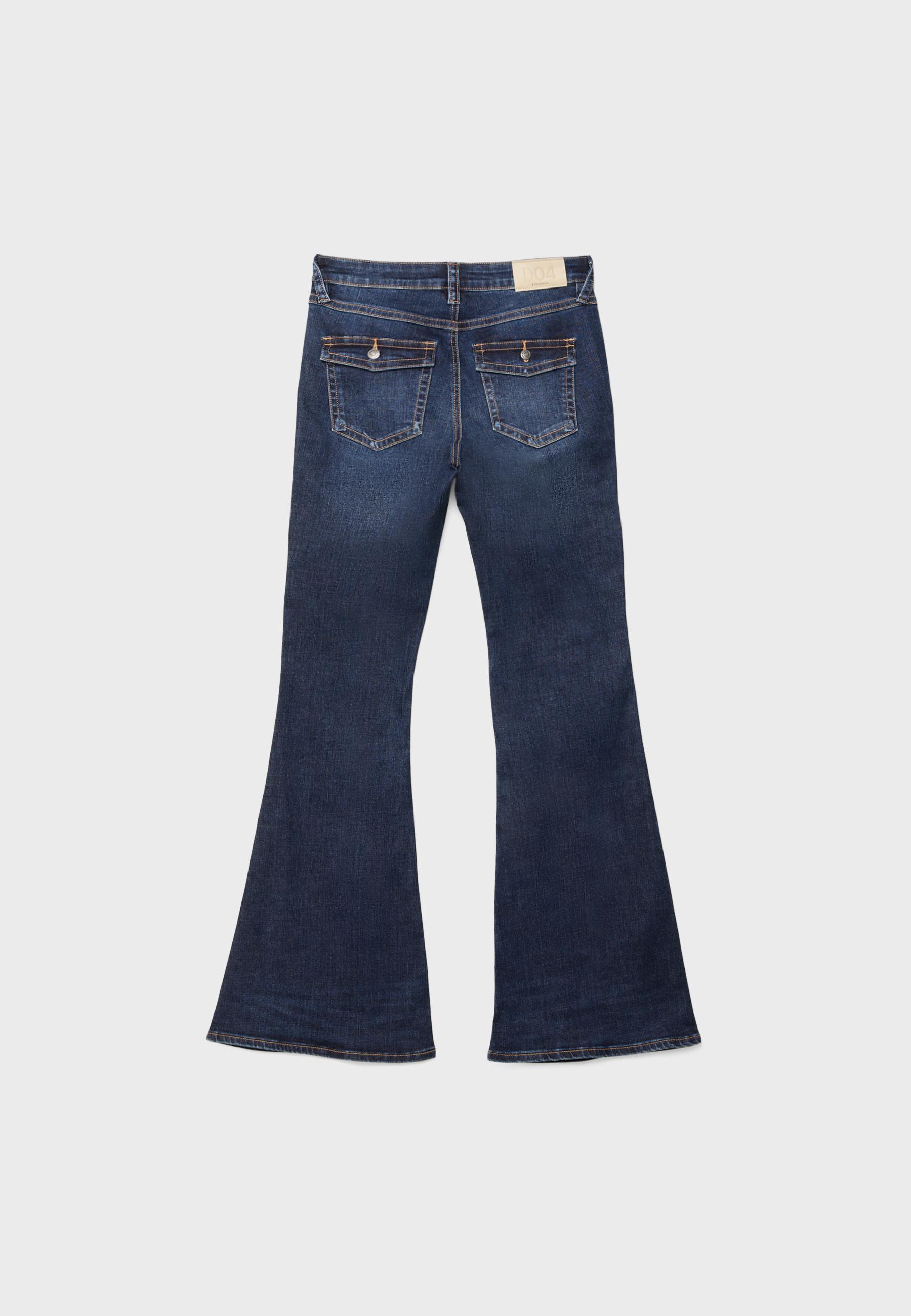 D04 low rise flared jeans — MEDIUM BLUE DENIM
