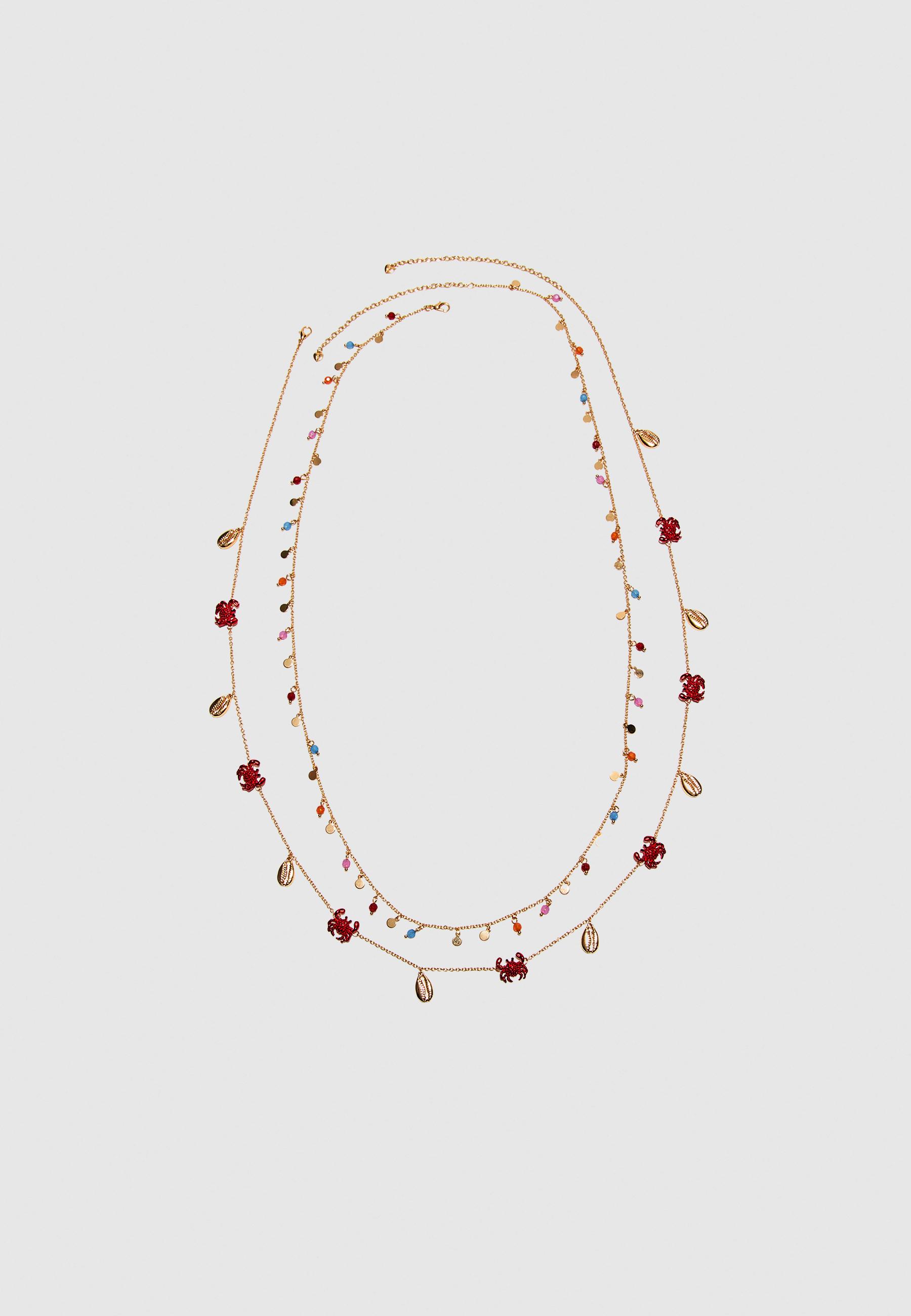 Multi-position mini sea charm necklace — Gold