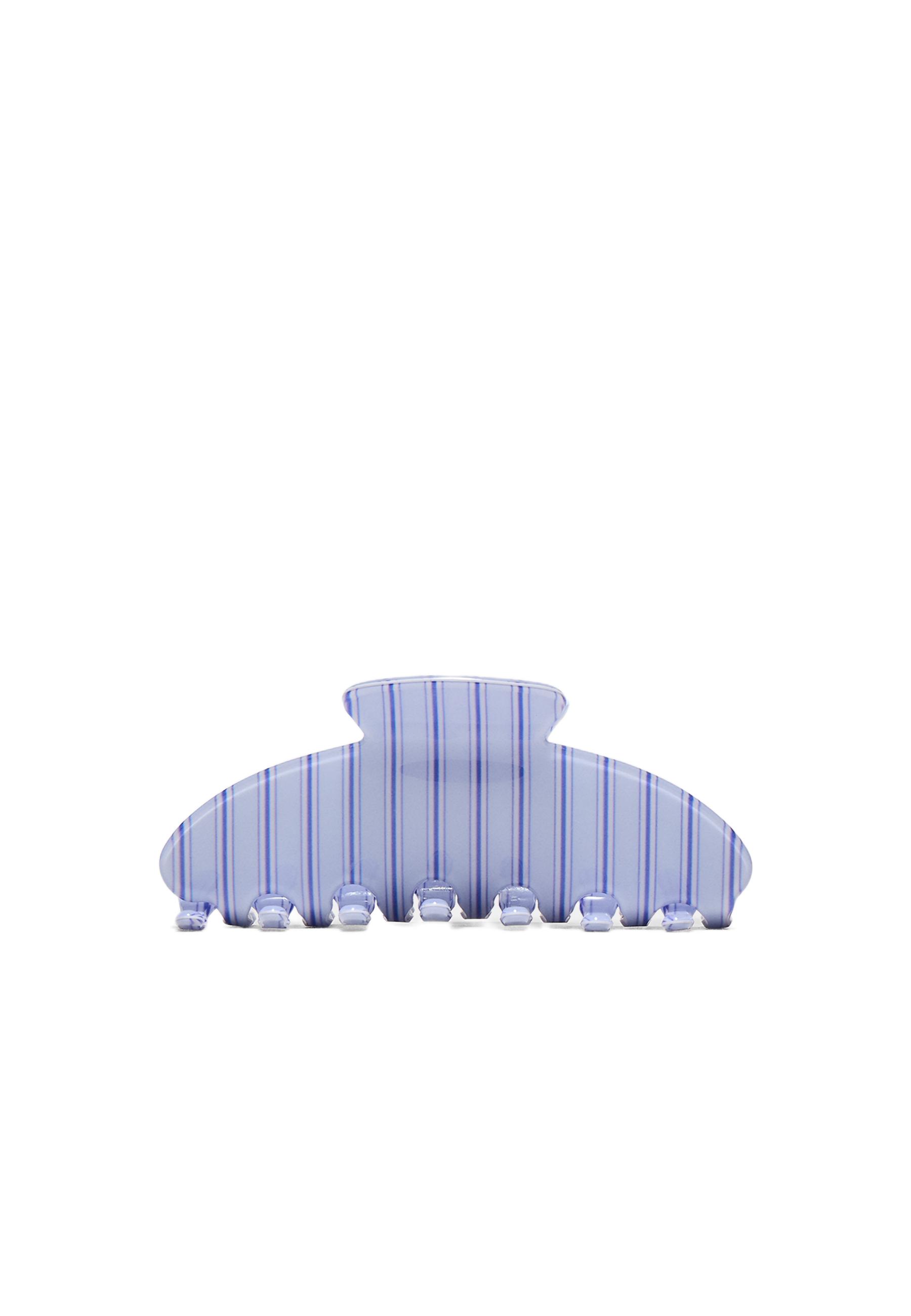 Striped fur clip — Blue