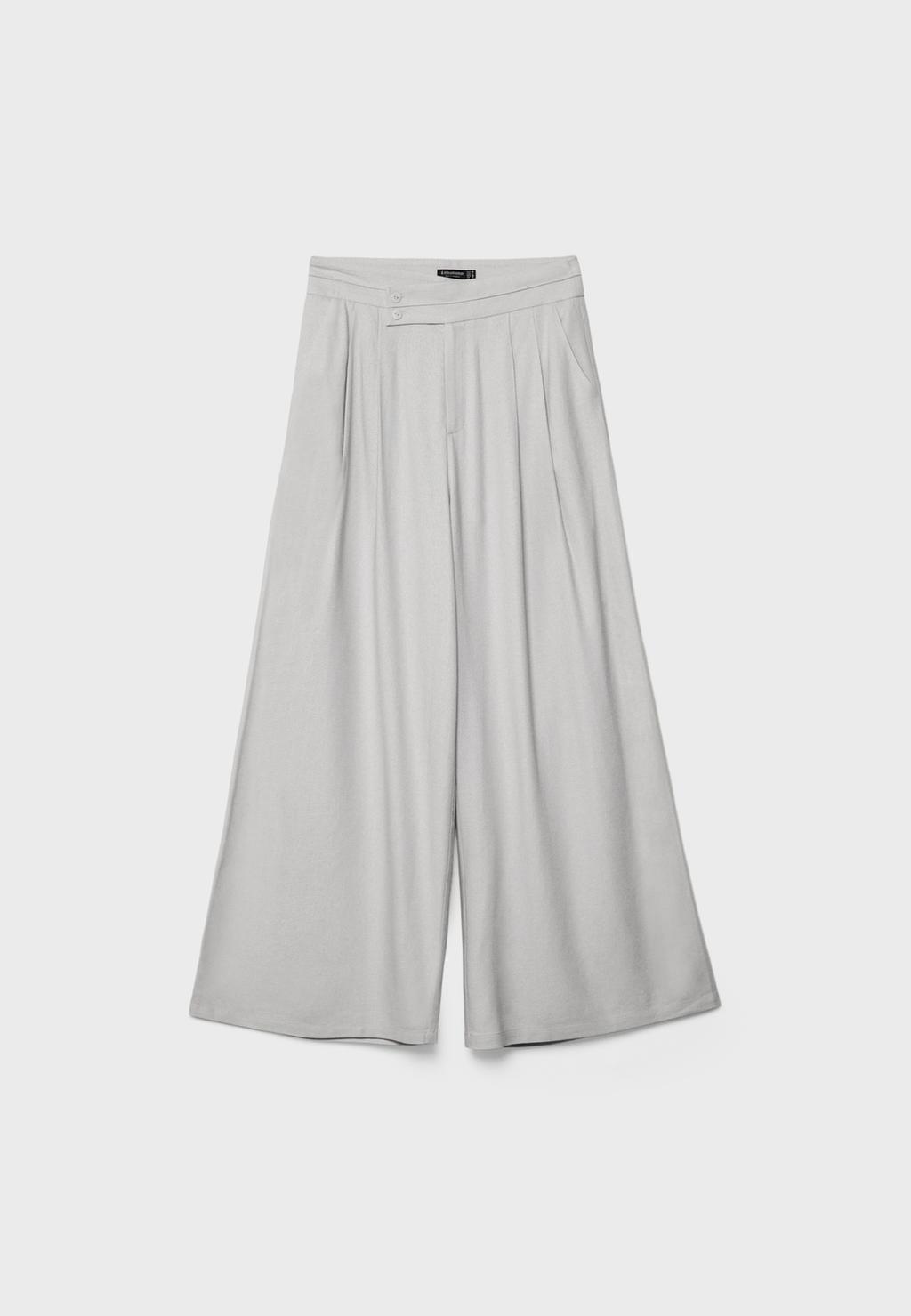 Pantalón fluido pinzas con lino