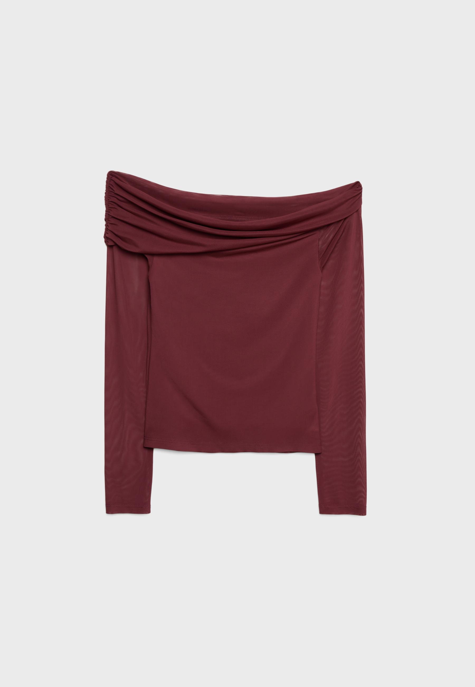 Asymmetric tulle T-shirt — Purple