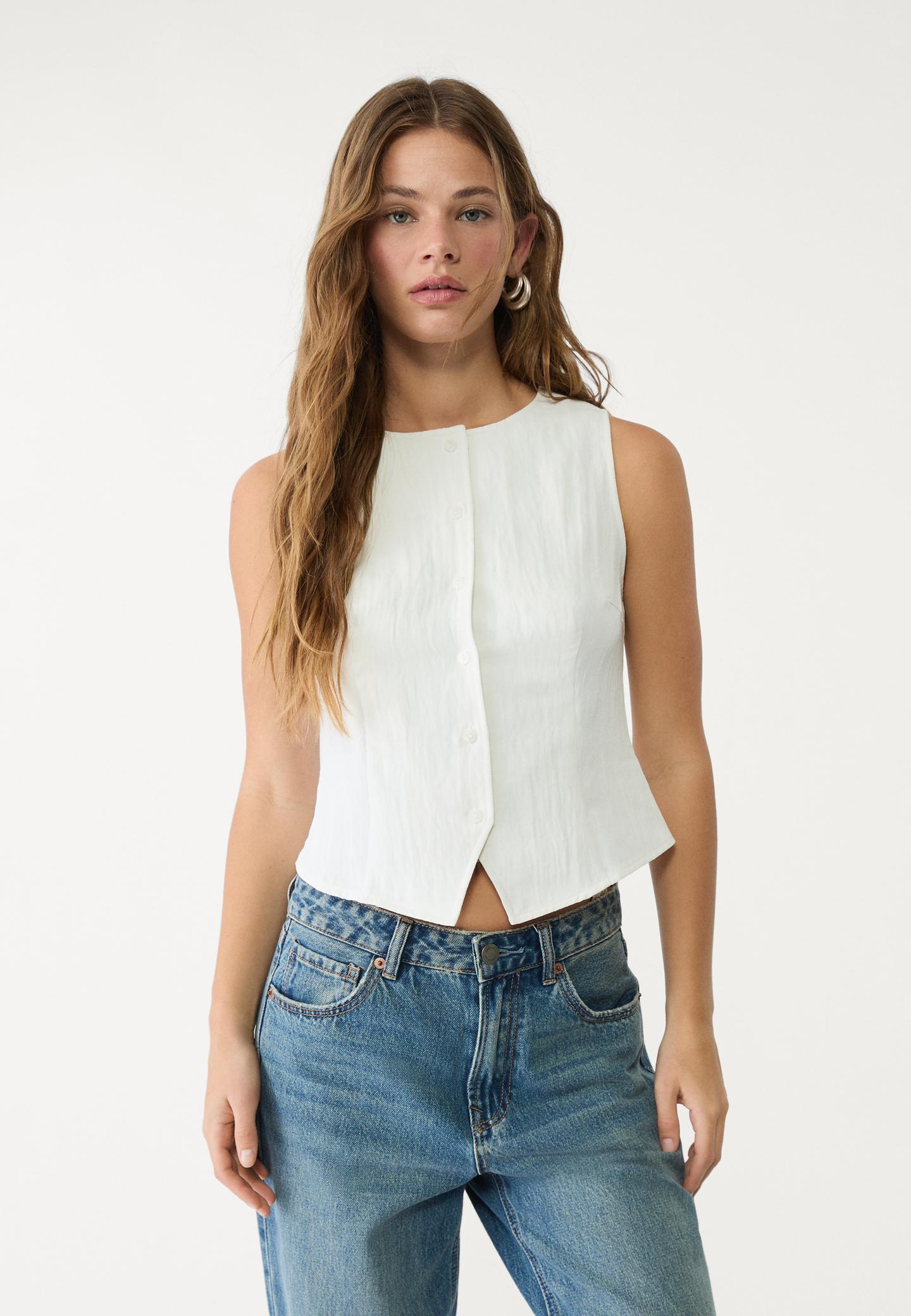 Sleeveless Blusas Desmangadas Sin Mangas Blusas De Gasa