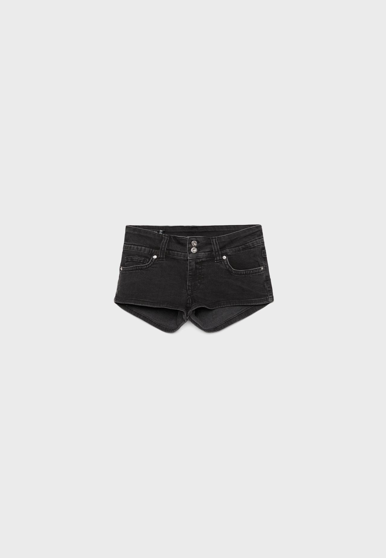 D76 denim mini shorts — BLACK DENIM WASH