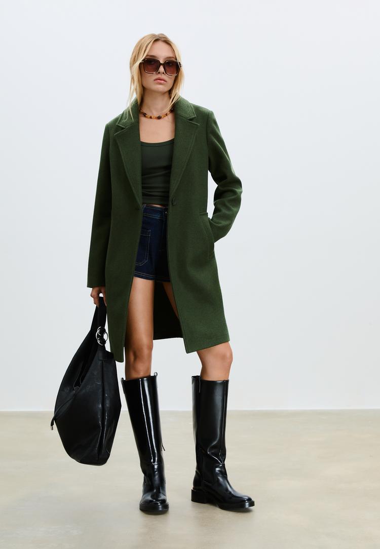 abrigo midi boton tacto suave