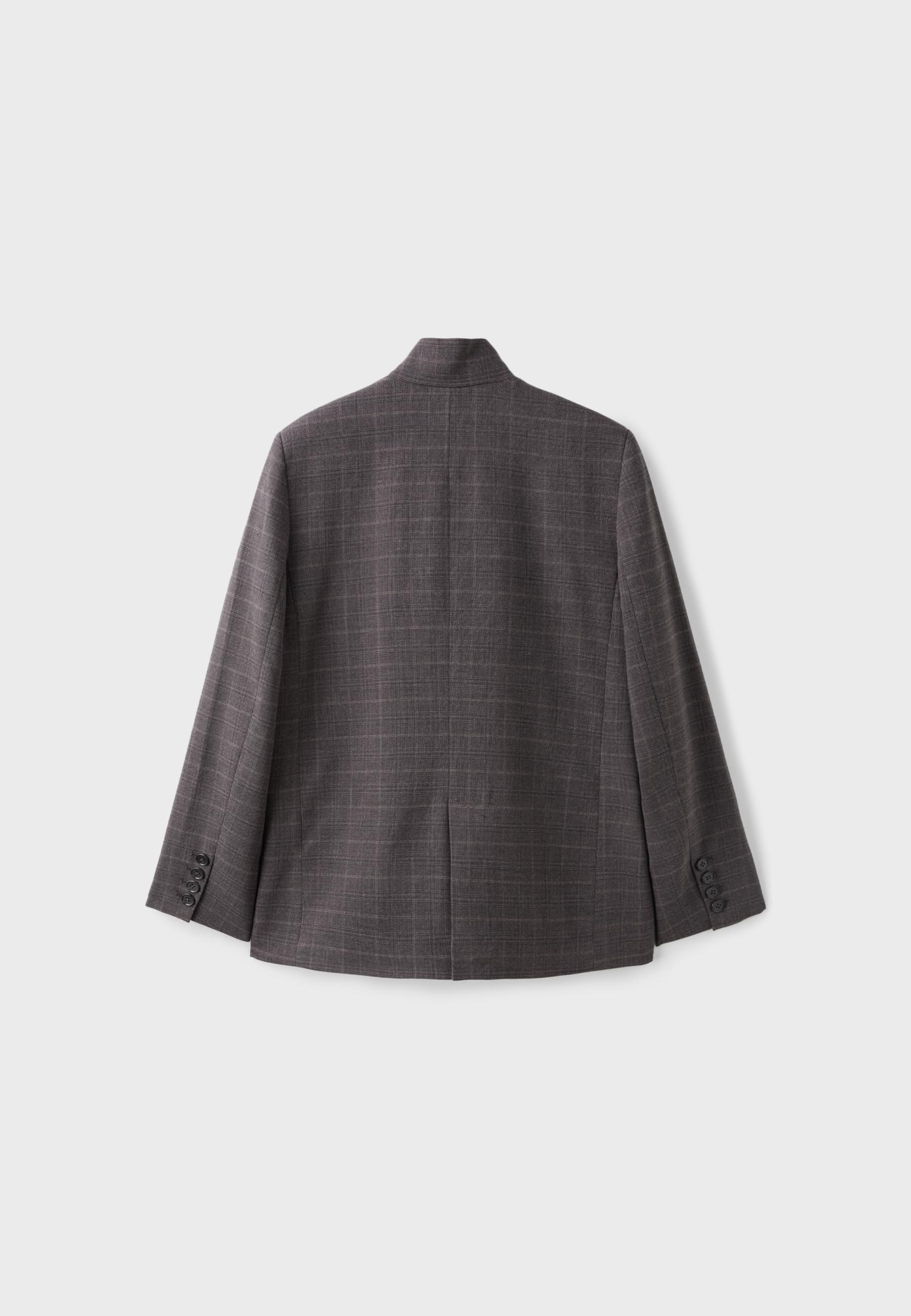 Asymmetric check blazer — Beige