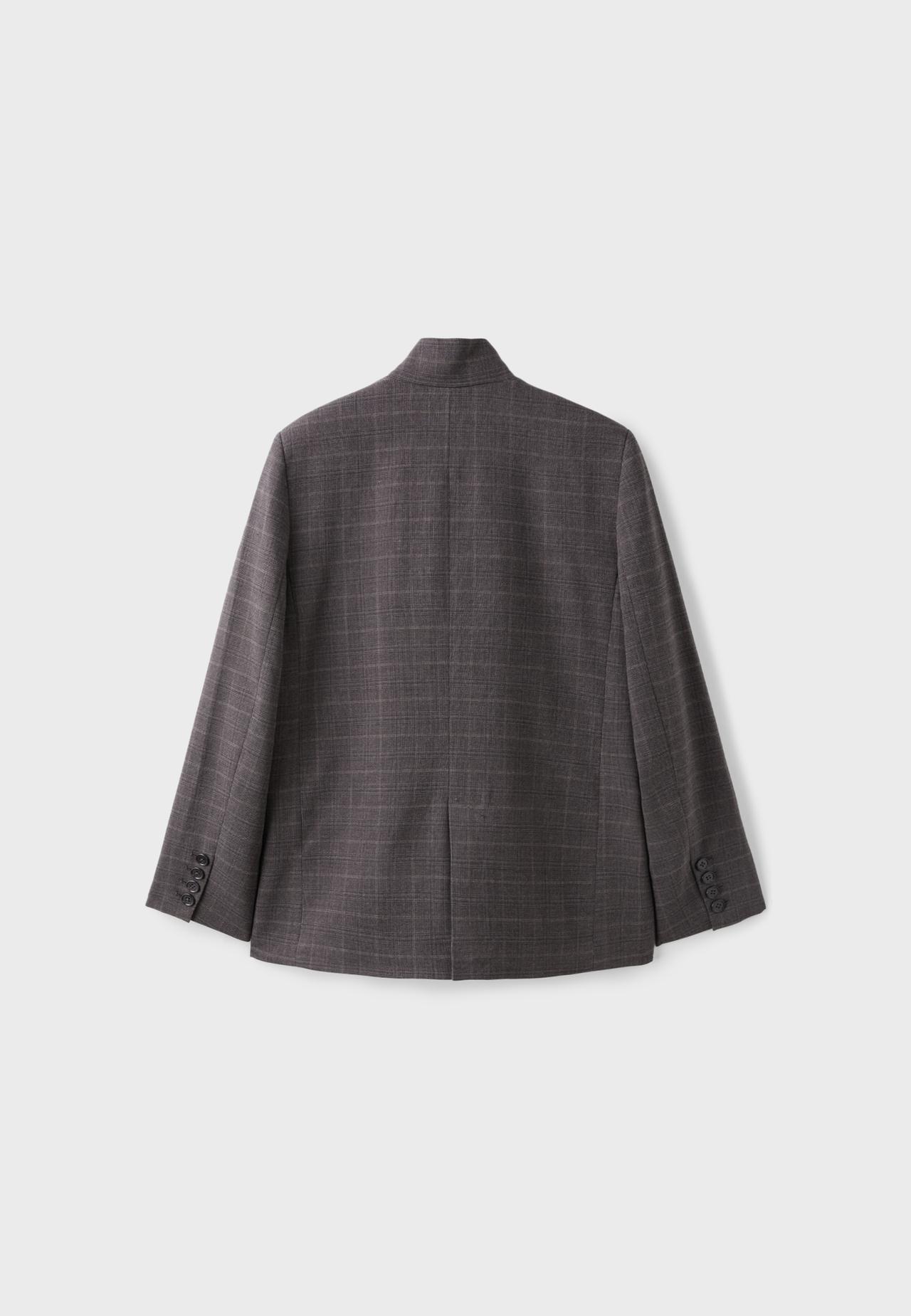 Asymmetric check blazer — Beige